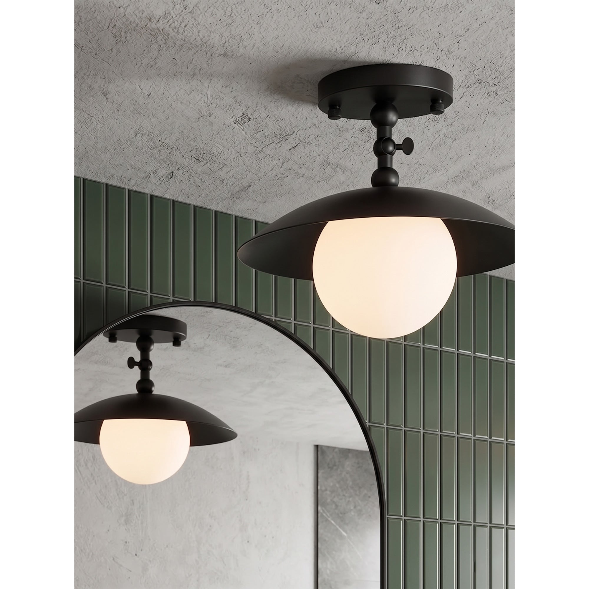 Marie Brass Dome Ceiling Lamp-Home & Garden > Lighting > Ceiling Lights-Laren Fete-D 25.5cm x H 23cm / ∅ 10″ x H 9.1″-Antique Brass-Glass Lampshade-Laren Fete