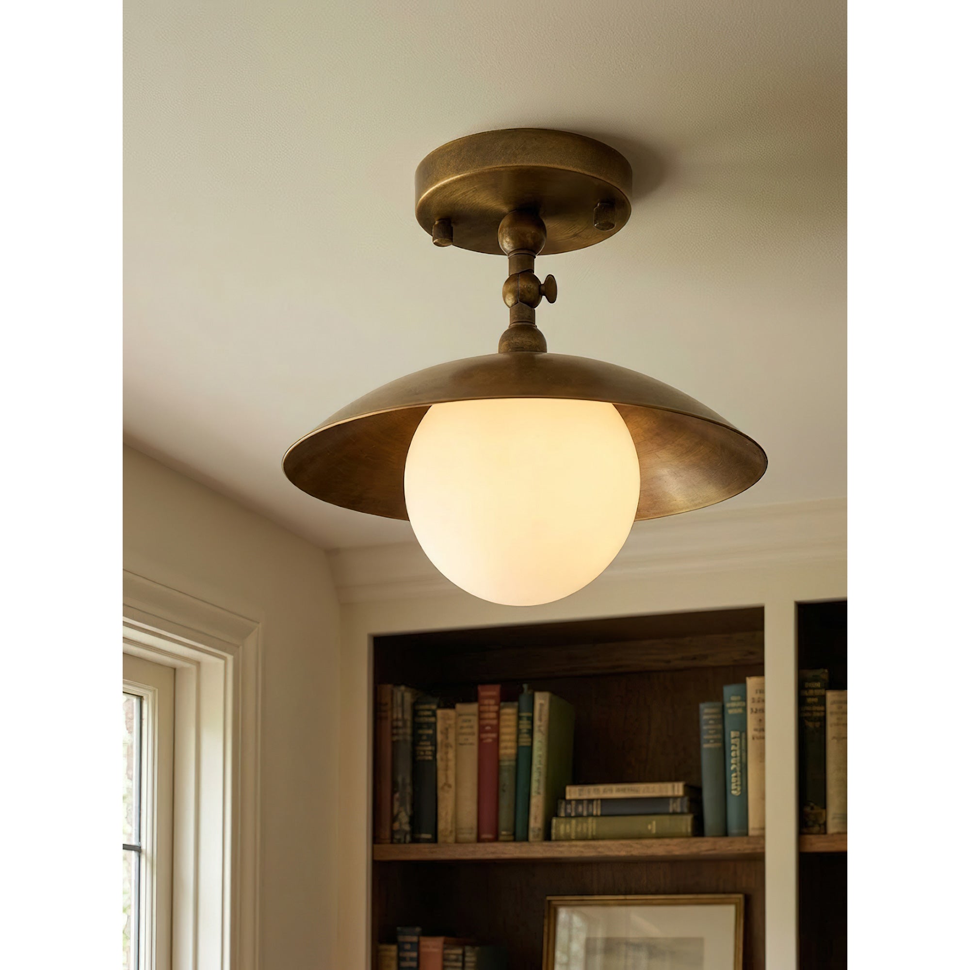 Marie Brass Dome Ceiling Lamp-Home & Garden > Lighting > Ceiling Lights-Laren Fete-D 25.5cm x H 23cm / ∅ 10″ x H 9.1″-Antique Brass-Glass Lampshade-Laren Fete