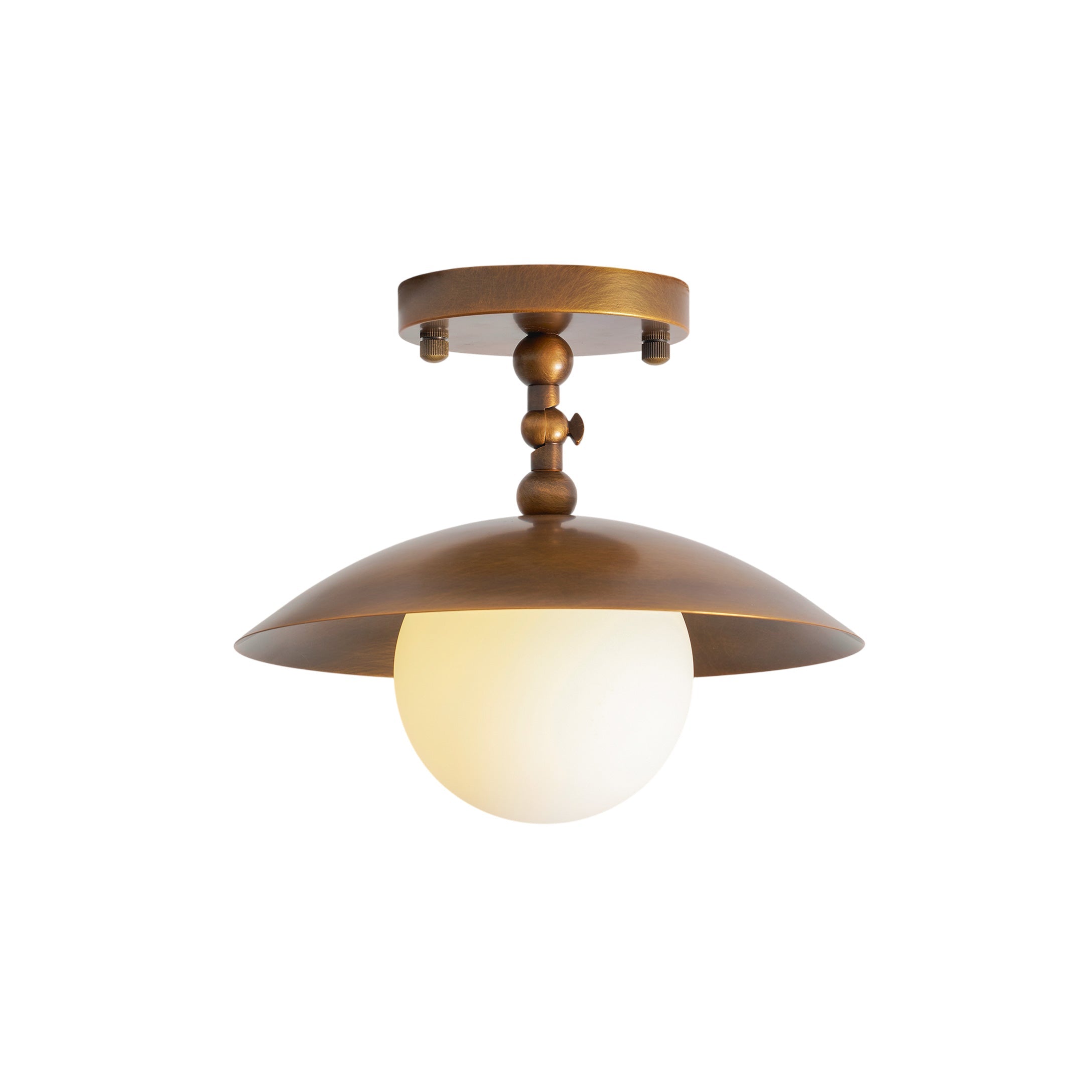 Marie Brass Dome Ceiling Lamp-Home & Garden > Lighting > Ceiling Lights-Laren Fete-D 25.5cm x H 23cm / ∅ 10″ x H 9.1″-Antique Brass-Glass Lampshade-Laren Fete