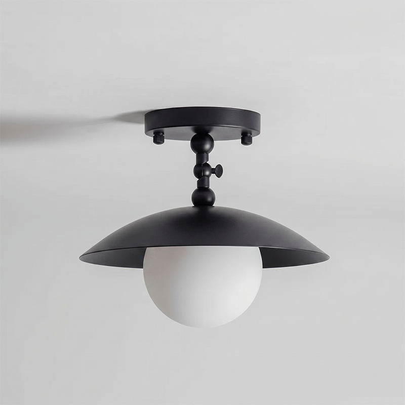 Marie Brass Dome Ceiling Lamp-Home & Garden > Lighting > Ceiling Lights-Laren Fete-D 25.5cm x H 23cm / ∅ 10″ x H 9.1″-Black-Glass Lampshade-Laren Fete