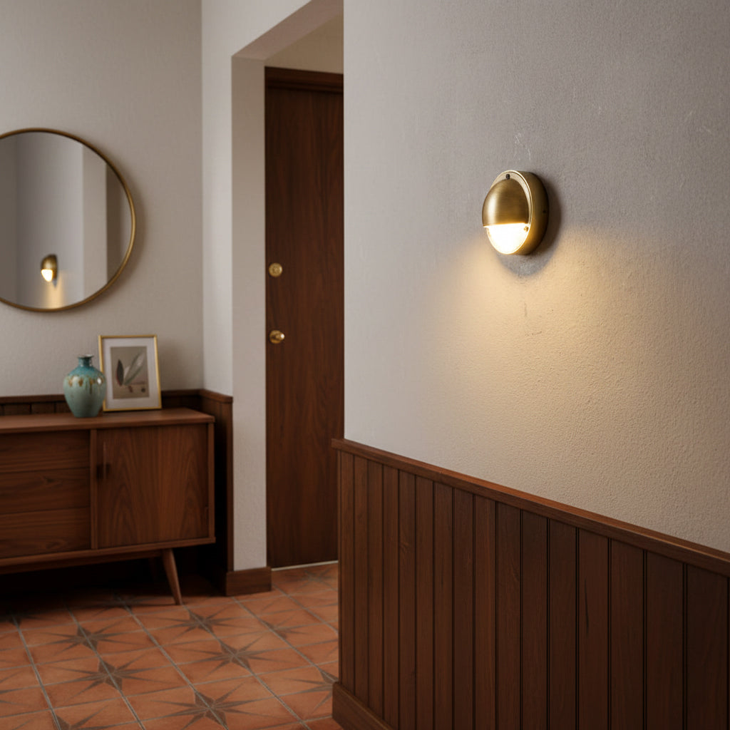 Marin Brass Wall Sconce-Home & Garden > Lighting > Wall Lights & Sconces-Laren Fete-D 10cm x W 5cm x H 10cm / ∅ 3.9″ x W 2″ x H 3.9″-Antique Brass-Laren Fete