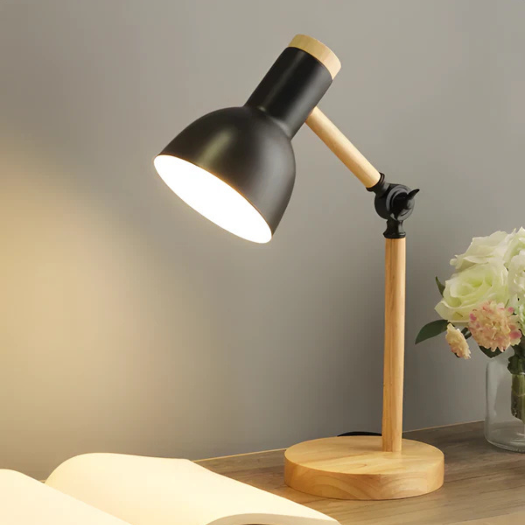 Mira Table Lamp | Adjustable Iron and Wood Design for Bedside or Desk 3