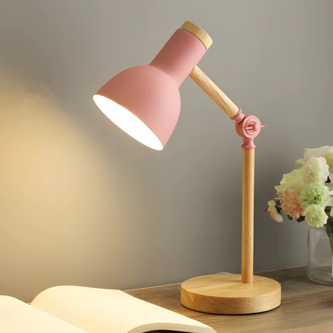 Mira Table Lamp | Adjustable Iron and Wood Design for Bedside or Desk 4