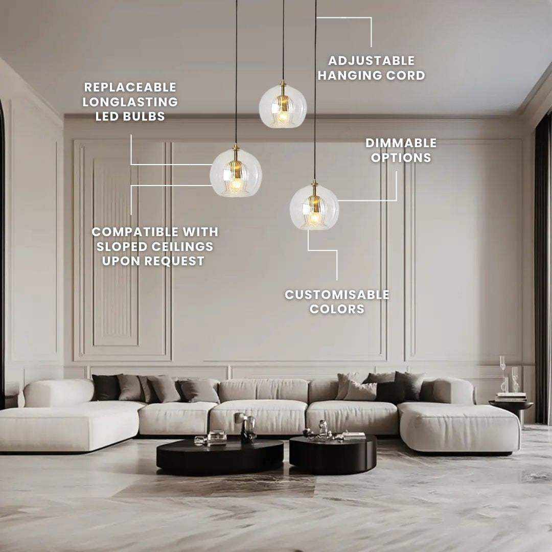 Mizara Pendant Light | Handblown Glass, Unique Orbs for Kitchen Island Lighting 4