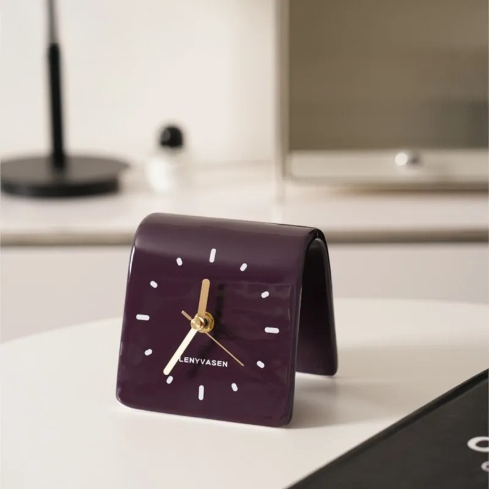 Mura Ceramic Desk Clock-Home & Garden > Decor > Clocks > Desk & Mantel Clocks-Laren Fete-Glossy Purple-Laren Fete