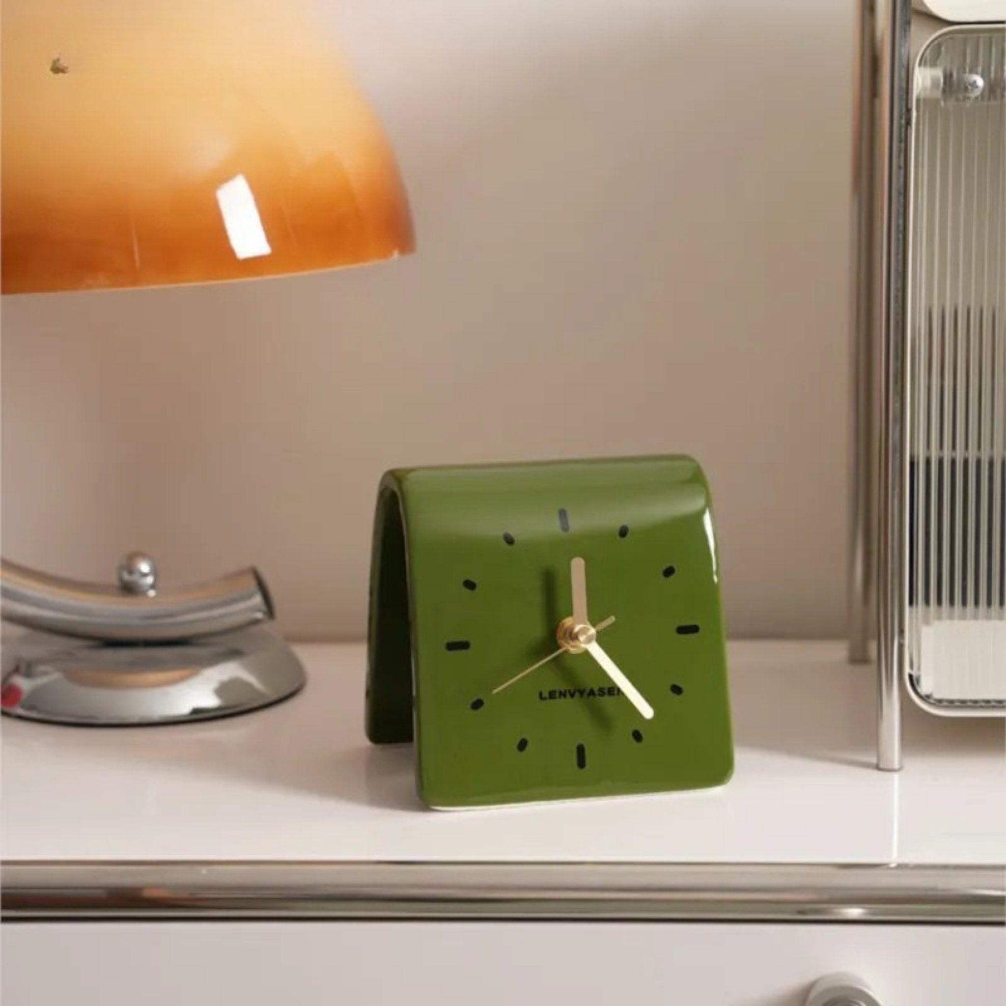 Mura Ceramic Desk Clock-Home & Garden > Decor > Clocks > Desk & Mantel Clocks-Laren Fete-Olive-Laren Fete