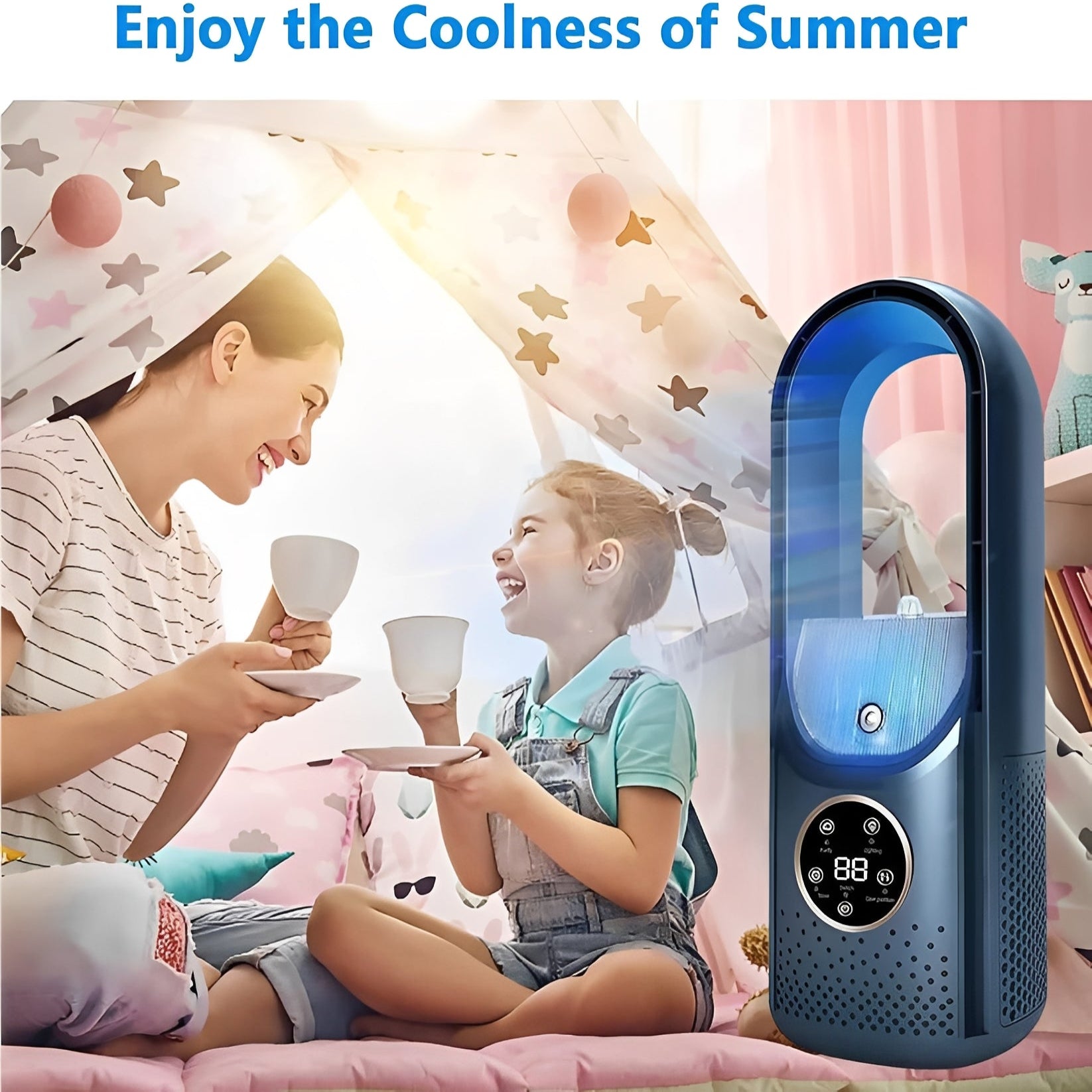 Myst 3-in-1 Bladeless Air Cooler & Humidifier – DC Motor-Home & Garden > Heating, Cooling & Air > Fans > Personal Fans-Laren Fete-Blue-Laren Fete