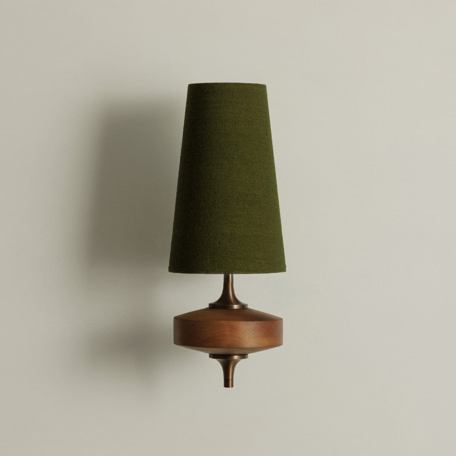 Nikau Walnut Fabric Wall Sconce-Home & Garden > Lighting > Wall Lights & Sconces-Laren Fete-1 head L 15cm x W 22cm x H 39cm / L 5.9″ x W 8.3″ x H 15.4″-Walnut color & Green-Laren Fete