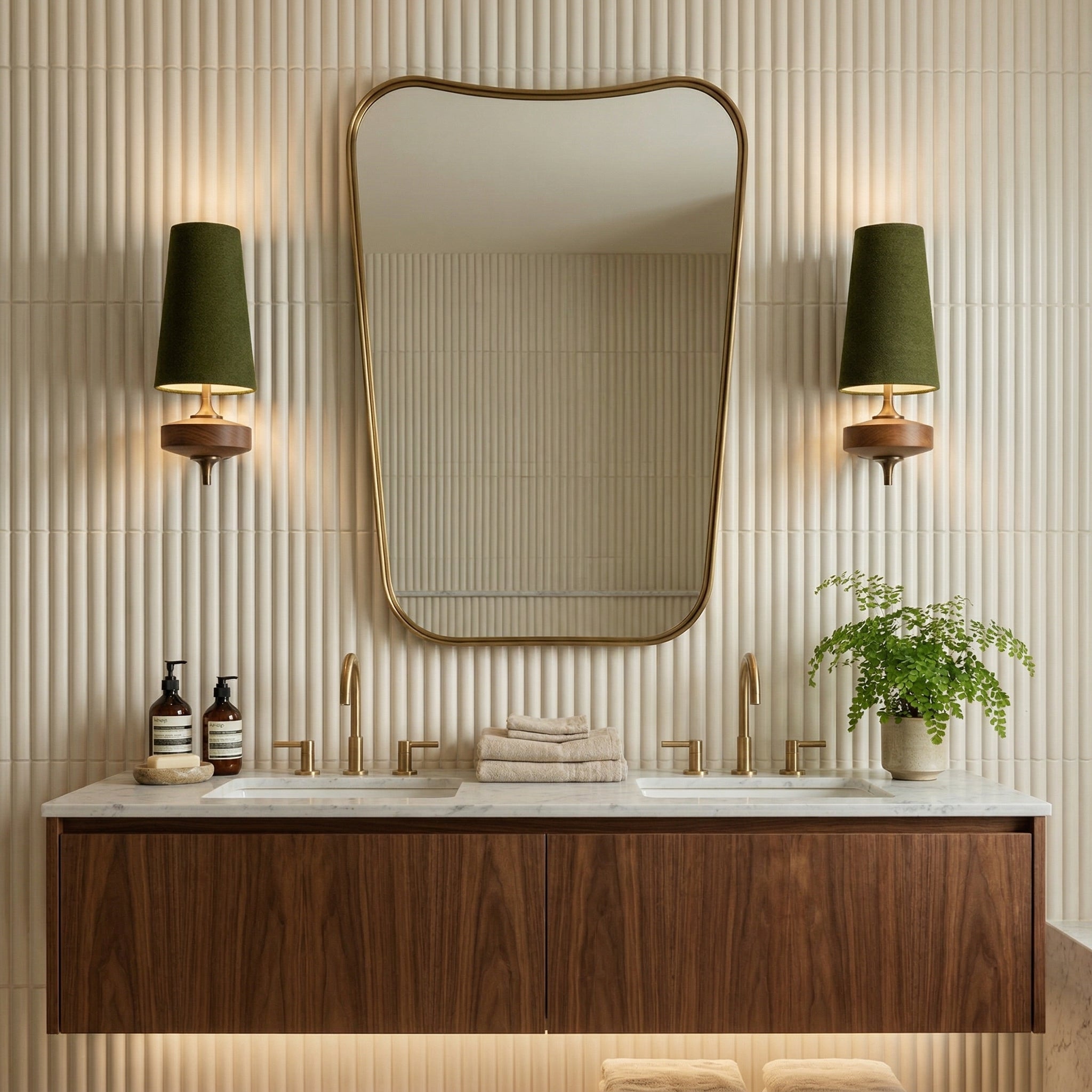 Nikau Walnut Fabric Wall Sconce-Home & Garden > Lighting > Wall Lights & Sconces-Laren Fete-1 head L 15cm x W 22cm x H 39cm / L 5.9″ x W 8.3″ x H 15.4″-Walnut color & White-Laren Fete