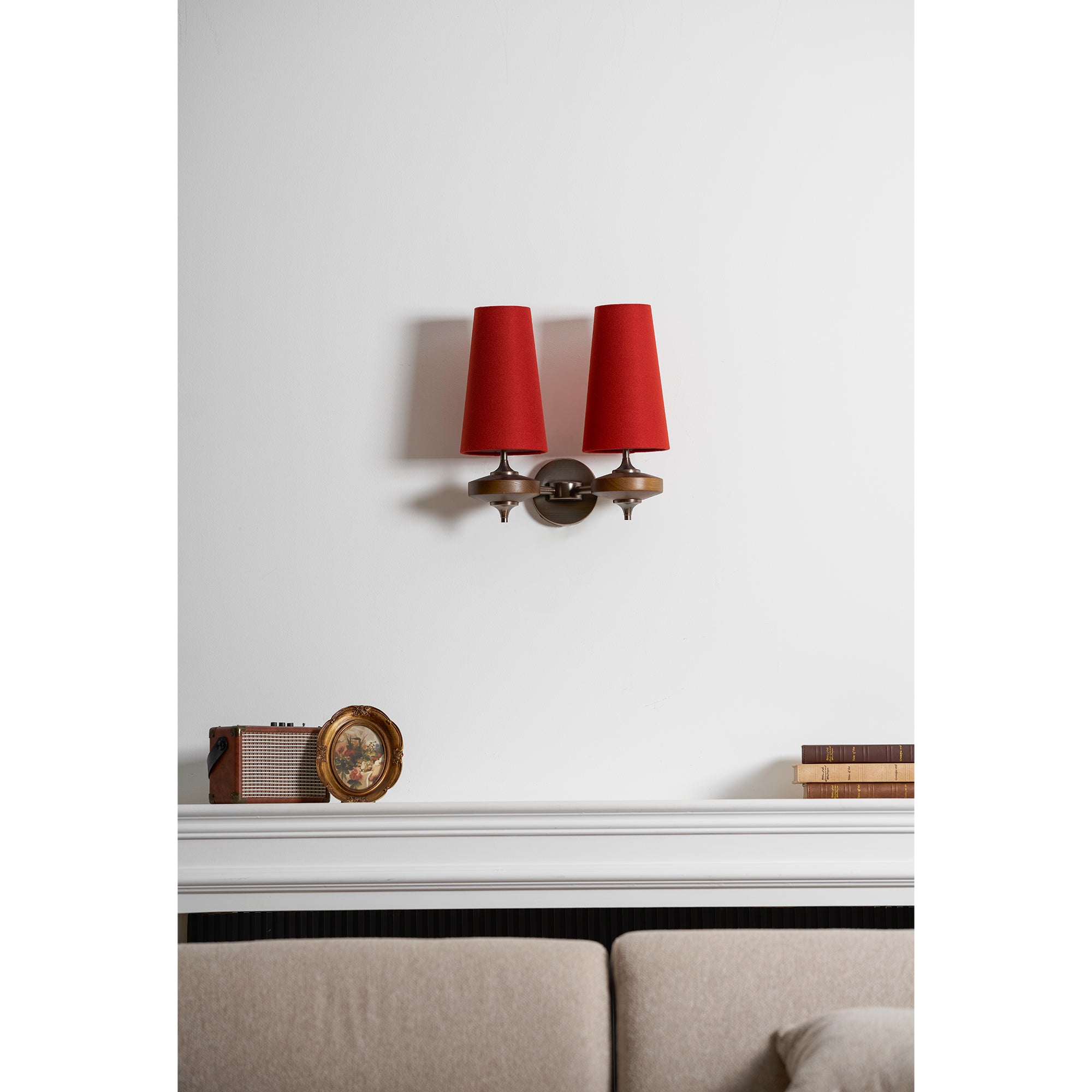 Nikau Walnut Fabric Wall Sconce-Home & Garden > Lighting > Wall Lights & Sconces-Laren Fete-1 head L 15cm x W 22cm x H 39cm / L 5.9″ x W 8.3″ x H 15.4″-Walnut color & White-Laren Fete