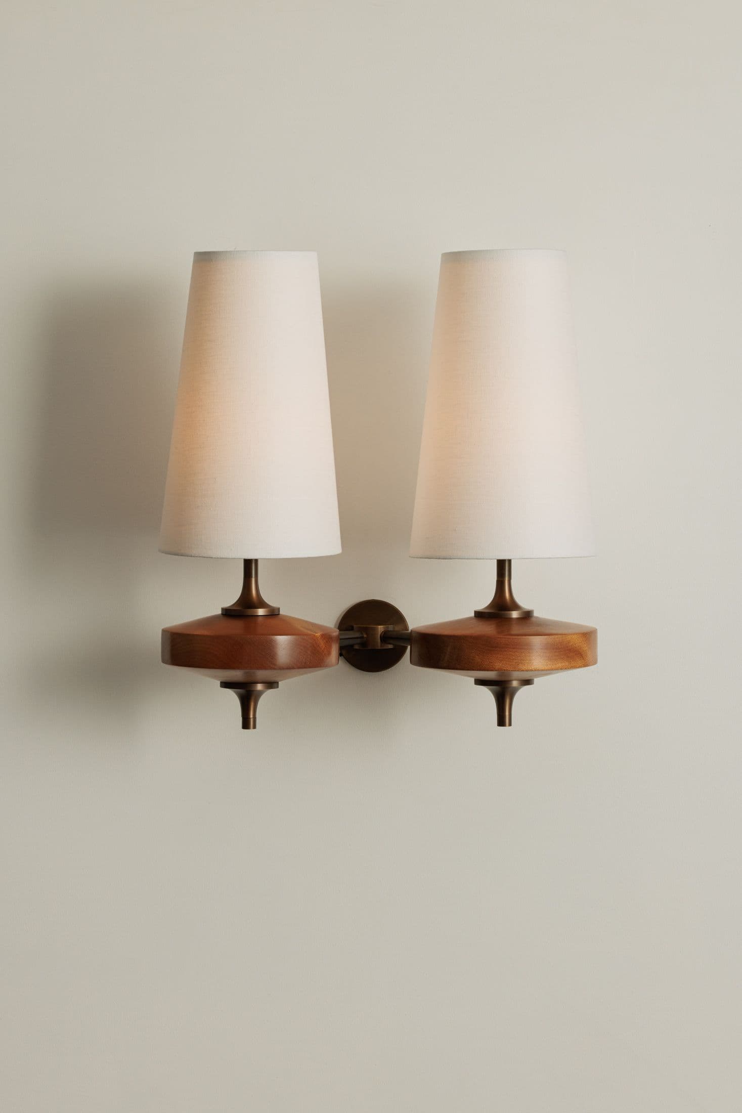 Nikau Walnut Fabric Wall Sconce-Home & Garden > Lighting > Wall Lights & Sconces-Laren Fete-1 head L 15cm x W 22cm x H 39cm / L 5.9″ x W 8.3″ x H 15.4″-Walnut color & White-Laren Fete