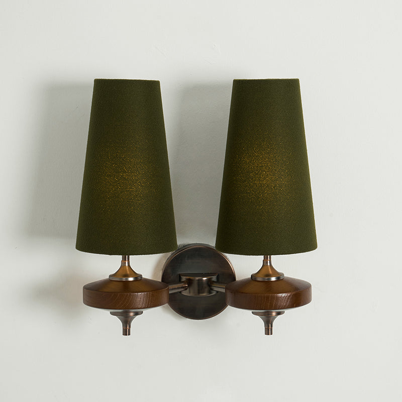 Nikau Walnut Fabric Wall Sconce-Home & Garden > Lighting > Wall Lights & Sconces-Laren Fete-1 head L 15cm x W 22cm x H 39cm / L 5.9″ x W 8.3″ x H 15.4″-Walnut color & White-Laren Fete
