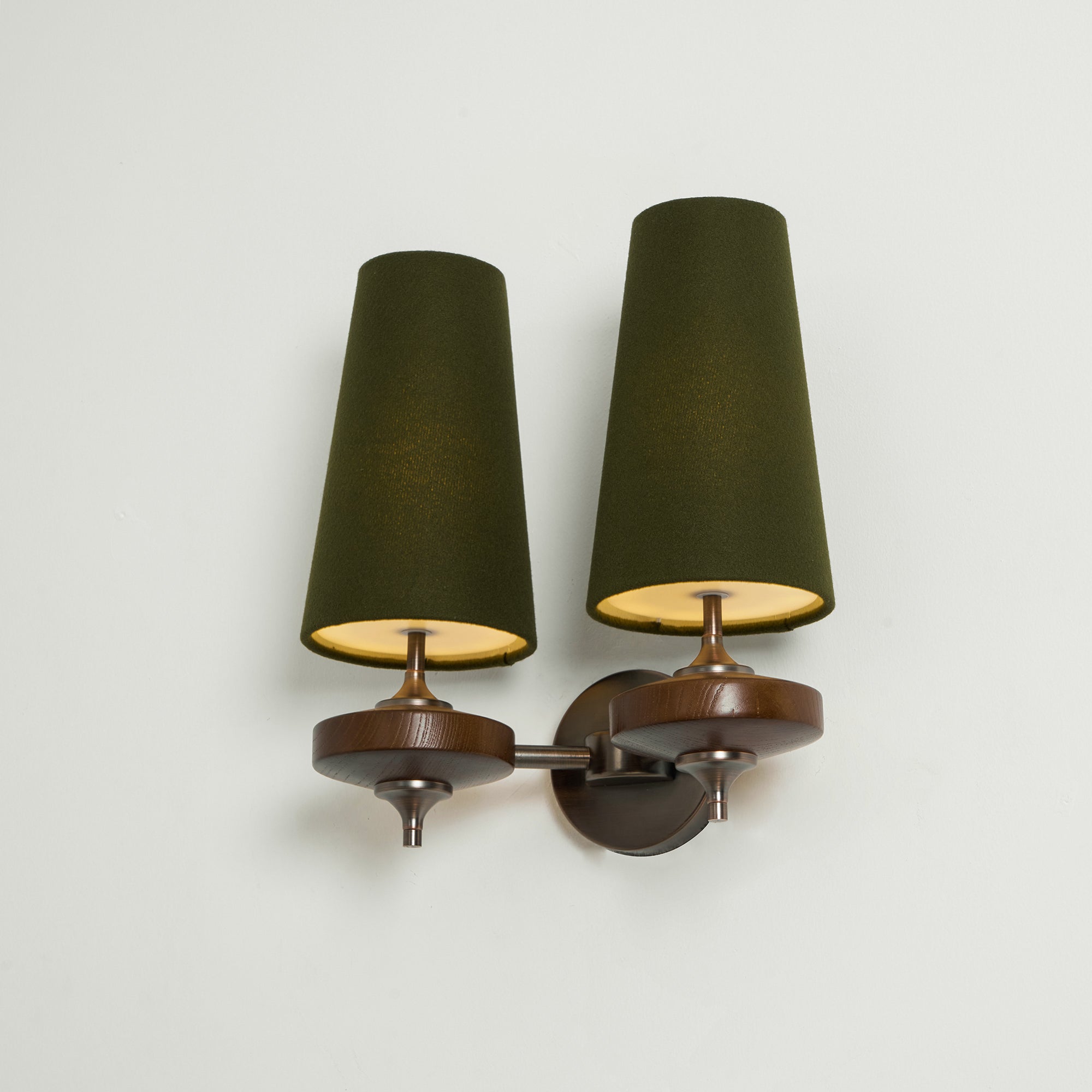 Nikau Walnut Fabric Wall Sconce-Home & Garden > Lighting > Wall Lights & Sconces-Laren Fete-1 head L 15cm x W 22cm x H 39cm / L 5.9″ x W 8.3″ x H 15.4″-Walnut color & White-Laren Fete