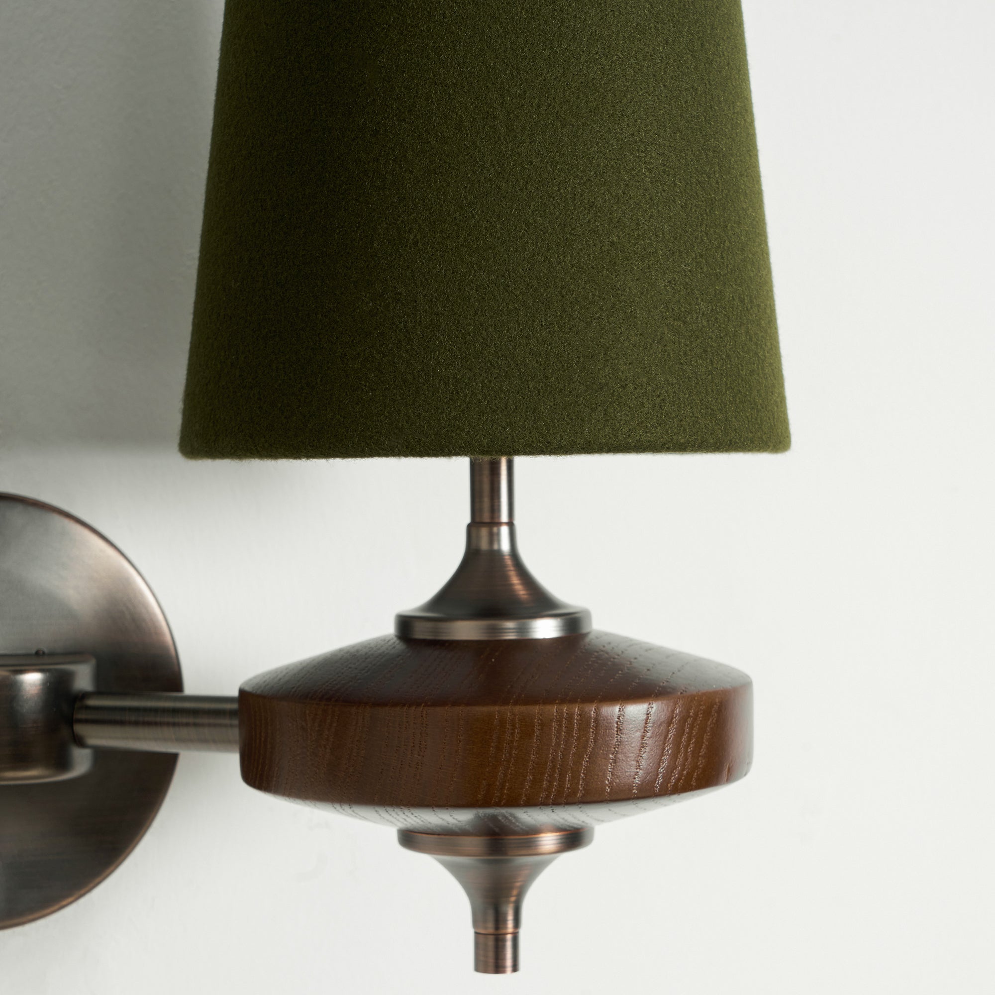 Nikau Walnut Fabric Wall Sconce-Home & Garden > Lighting > Wall Lights & Sconces-Laren Fete-1 head L 15cm x W 22cm x H 39cm / L 5.9″ x W 8.3″ x H 15.4″-Walnut color & White-Laren Fete