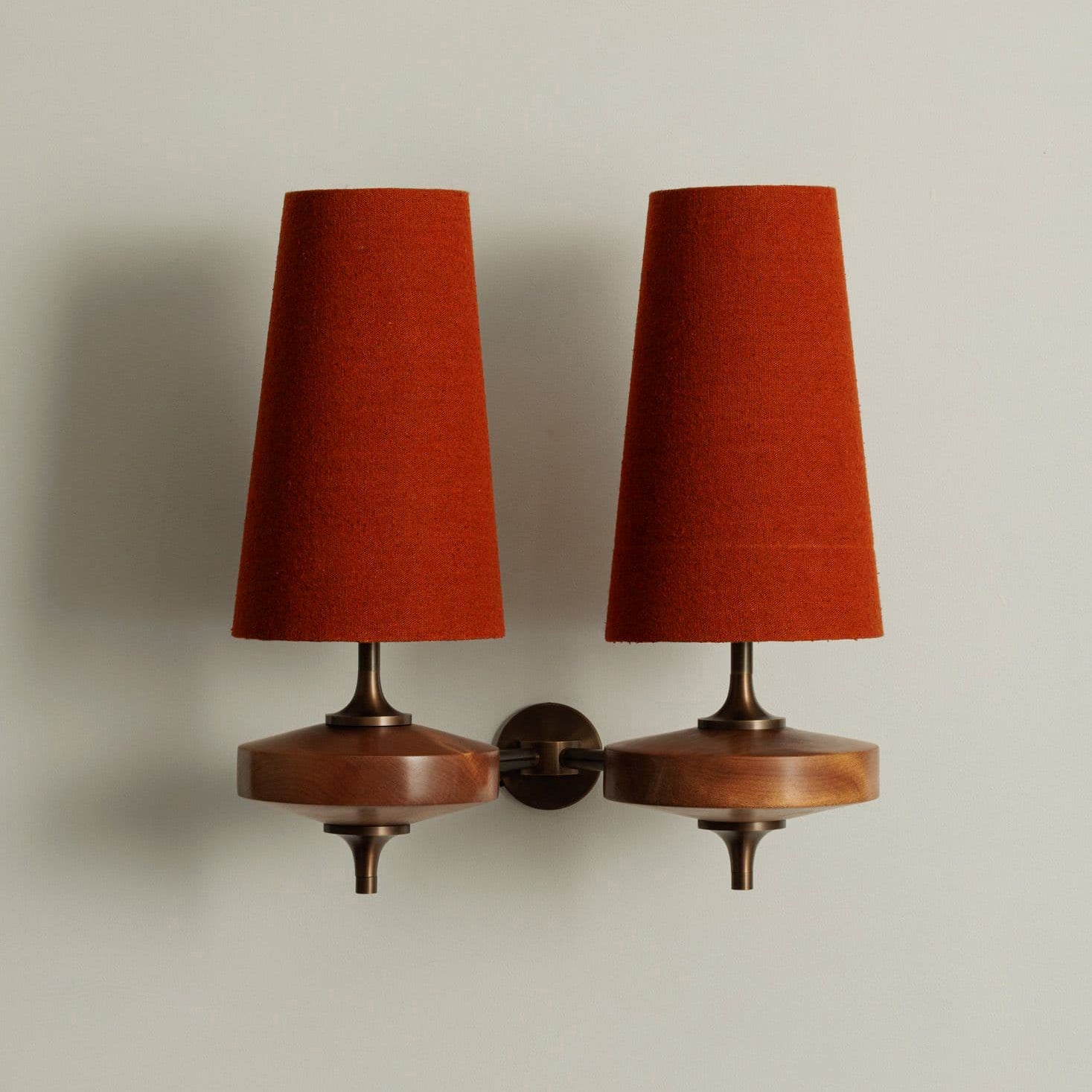 Nikau Walnut Fabric Wall Sconce-Home & Garden > Lighting > Wall Lights & Sconces-Laren Fete-1 head L 15cm x W 22cm x H 39cm / L 5.9″ x W 8.3″ x H 15.4″-Walnut color & White-Laren Fete