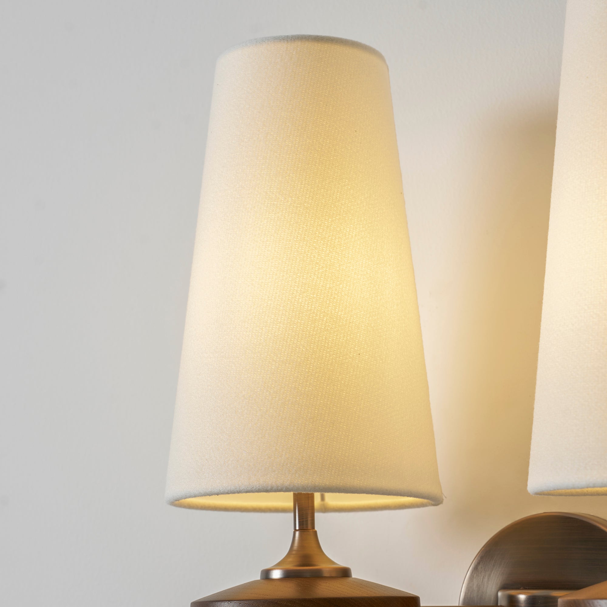 Nikau Walnut Fabric Wall Sconce-Home & Garden > Lighting > Wall Lights & Sconces-Laren Fete-1 head L 15cm x W 22cm x H 39cm / L 5.9″ x W 8.3″ x H 15.4″-Walnut color & White-Laren Fete