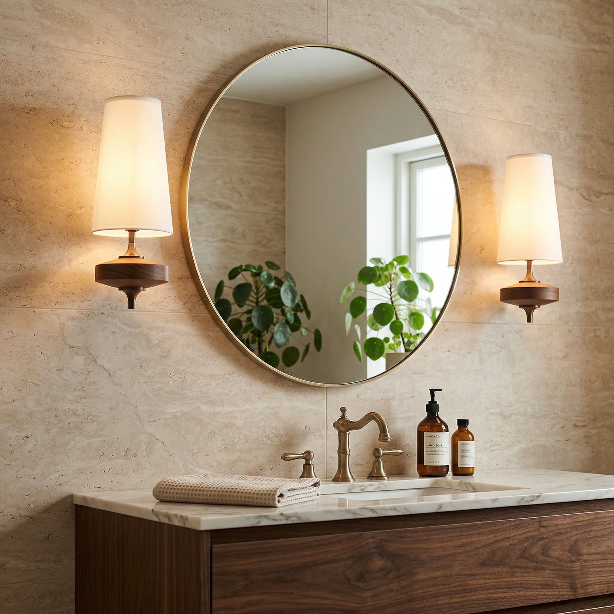 Nikau Walnut Fabric Wall Sconce-Home & Garden > Lighting > Wall Lights & Sconces-Laren Fete-1 head L 15cm x W 22cm x H 39cm / L 5.9″ x W 8.3″ x H 15.4″-Walnut color & White-Laren Fete