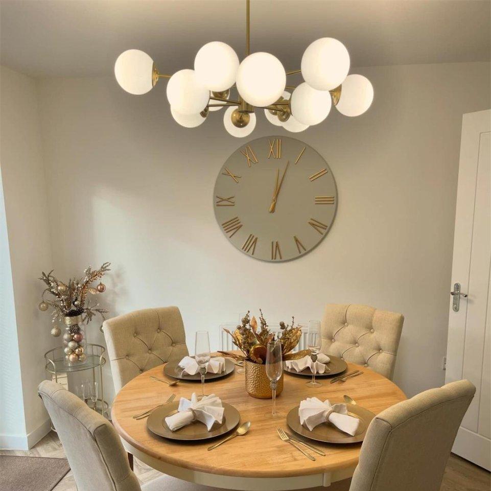 Opal Chandelier Light | Brass, Modern Two-Tier Design 6