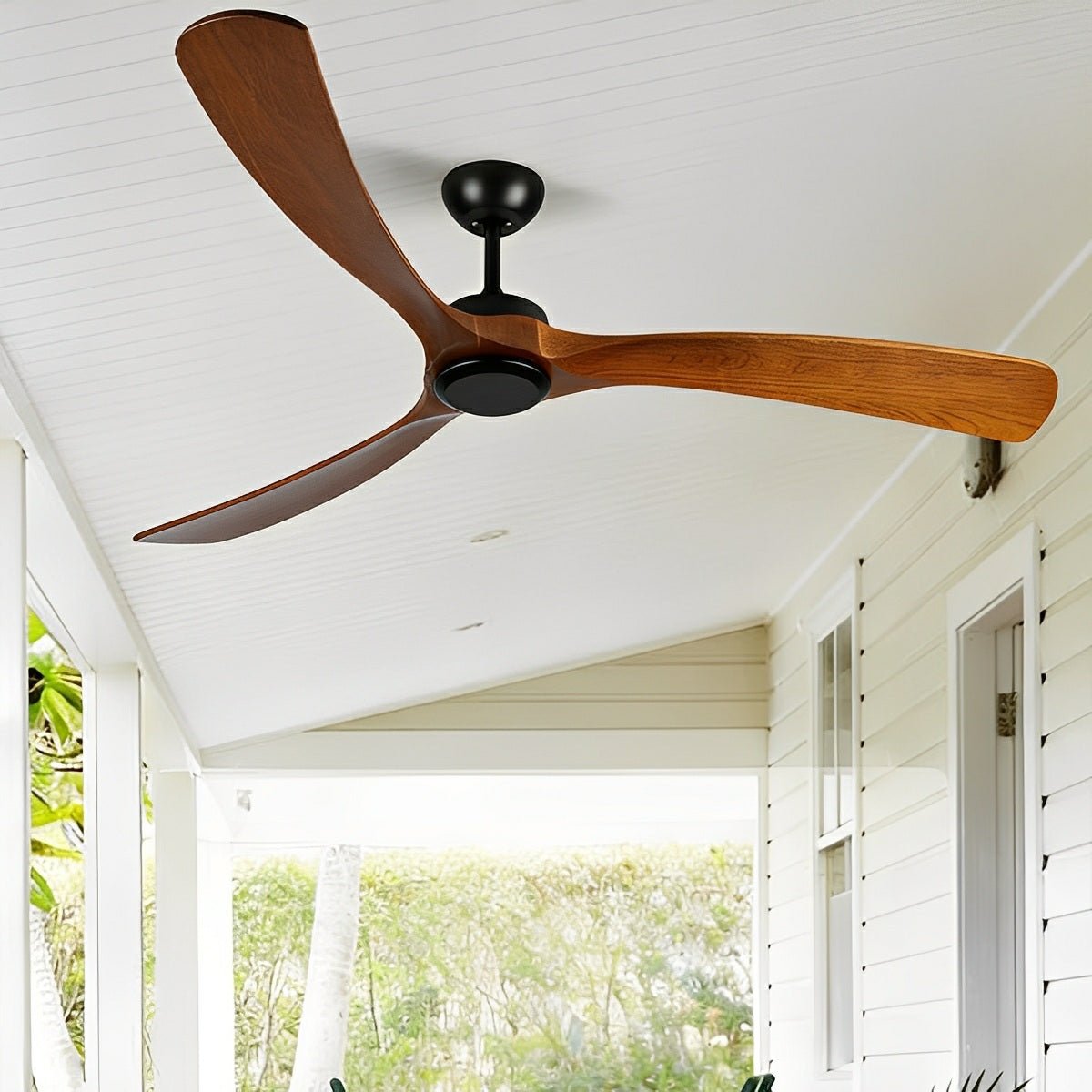 Palma IP65 Outdoor Wood Blade Ceiling Fan-Home & Garden > Lighting > Ceiling Fans-Laren Fete-52"-Laren Fete