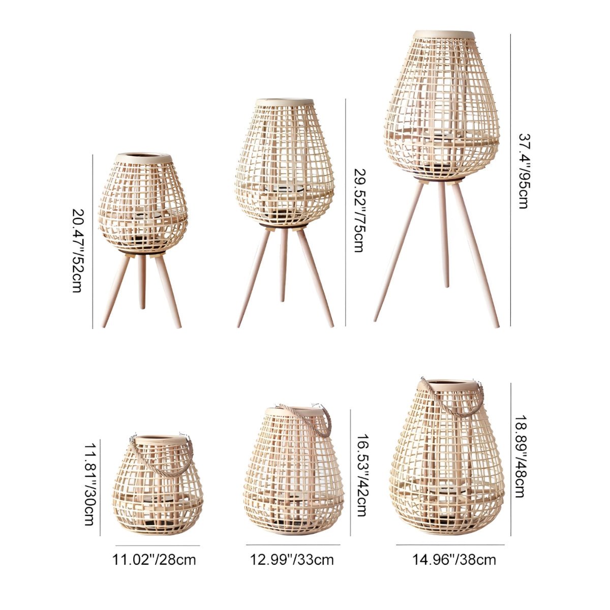 Panier Rattan LED Candle Lantern-Home & Garden > Lighting > Floor Lamps-Laren Fete-Hanging-Small-Laren Fete