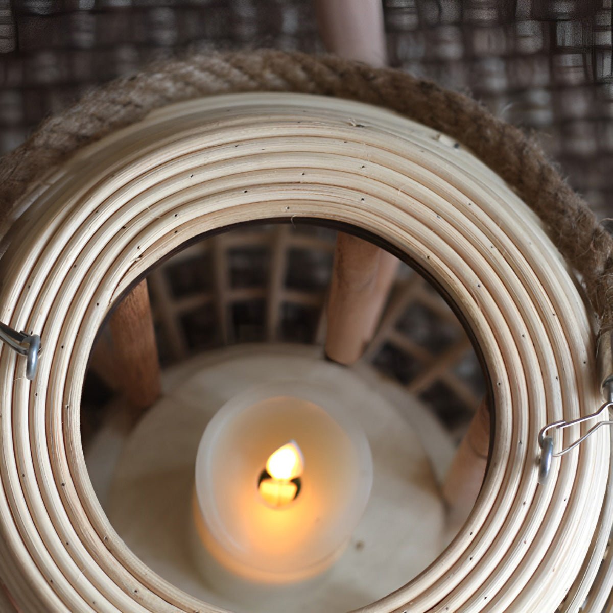Panier Rattan LED Candle Lantern-Home & Garden > Lighting > Floor Lamps-Laren Fete-Hanging-Small-Laren Fete