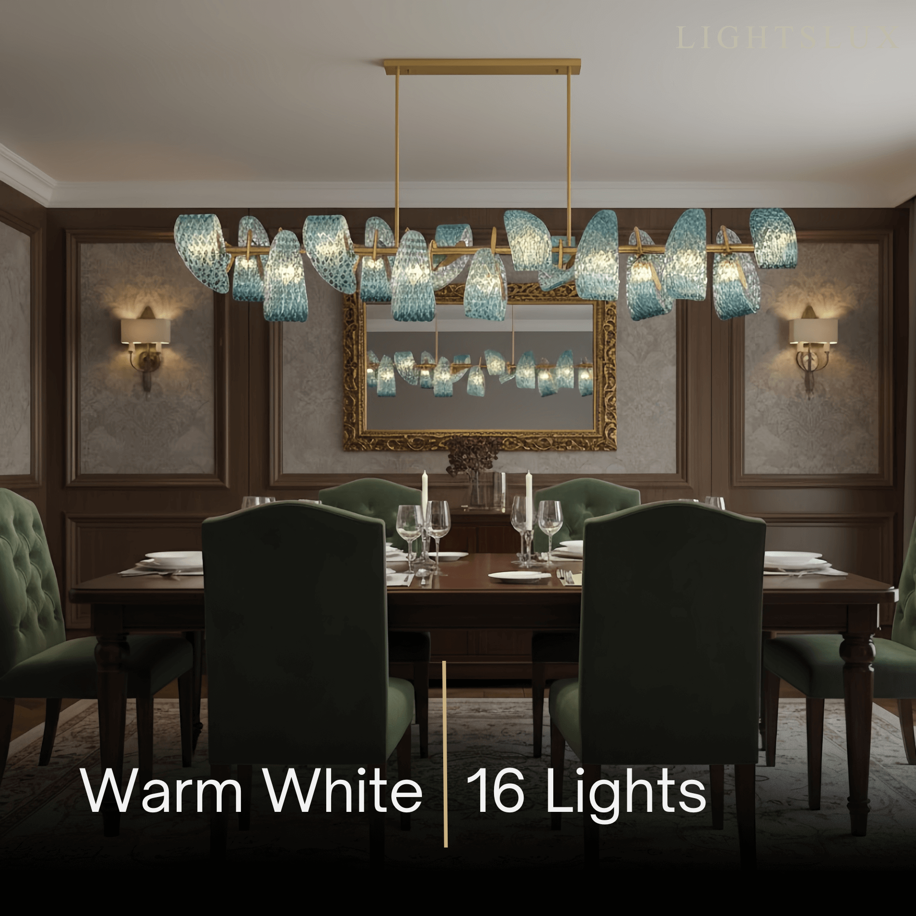 Pavone Blue Feather Glass Chandelier-Home & Garden > Lighting > Chandeliers-Laren Fete-A-1 lights-3 Color Change + Wall Switch Control-Laren Fete
