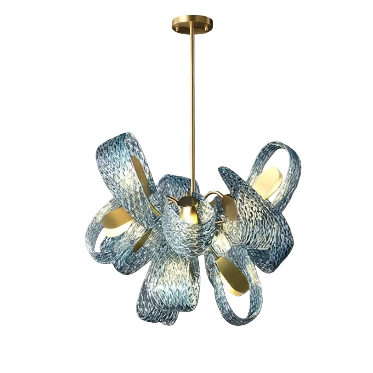 Pavone Blue Feather Glass Chandelier-Home & Garden > Lighting > Chandeliers-Laren Fete-A-1 lights-3 Color Change + Wall Switch Control-Laren Fete