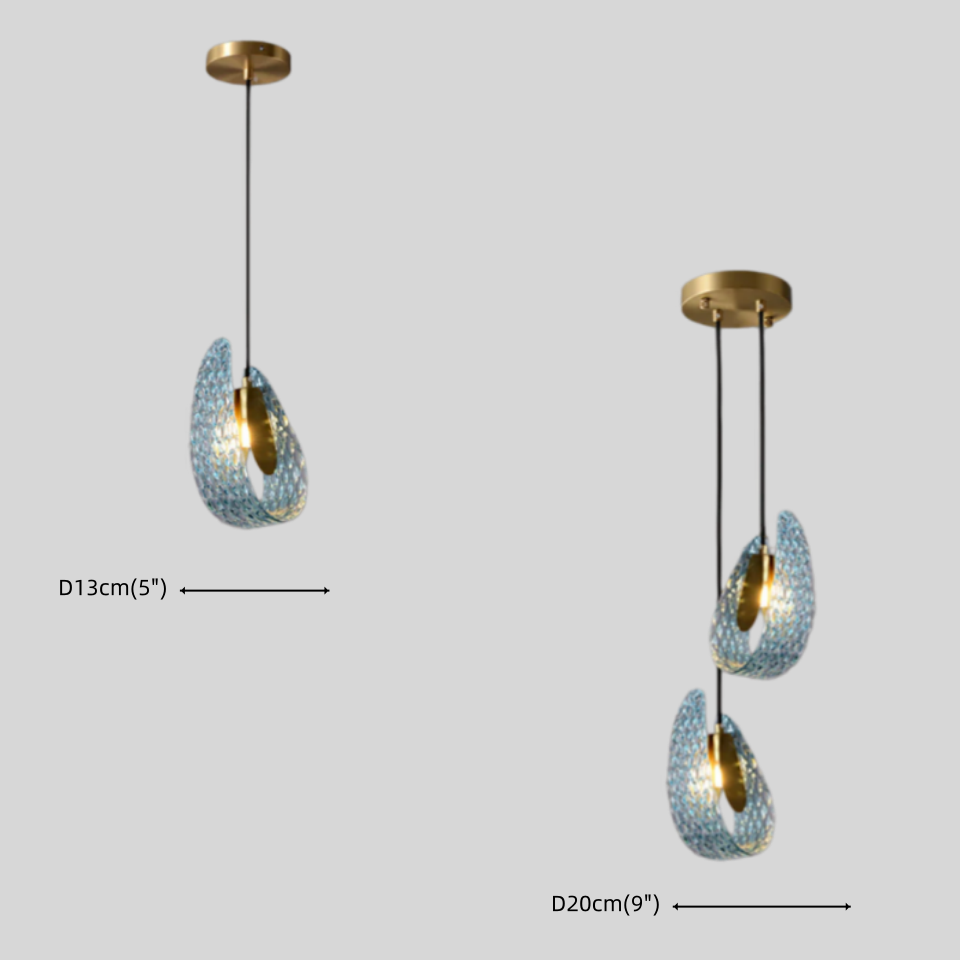 Pavone Blue Feather Glass Chandelier-Home & Garden > Lighting > Chandeliers-Laren Fete-A-1 lights-3 Color Change + Wall Switch Control-Laren Fete