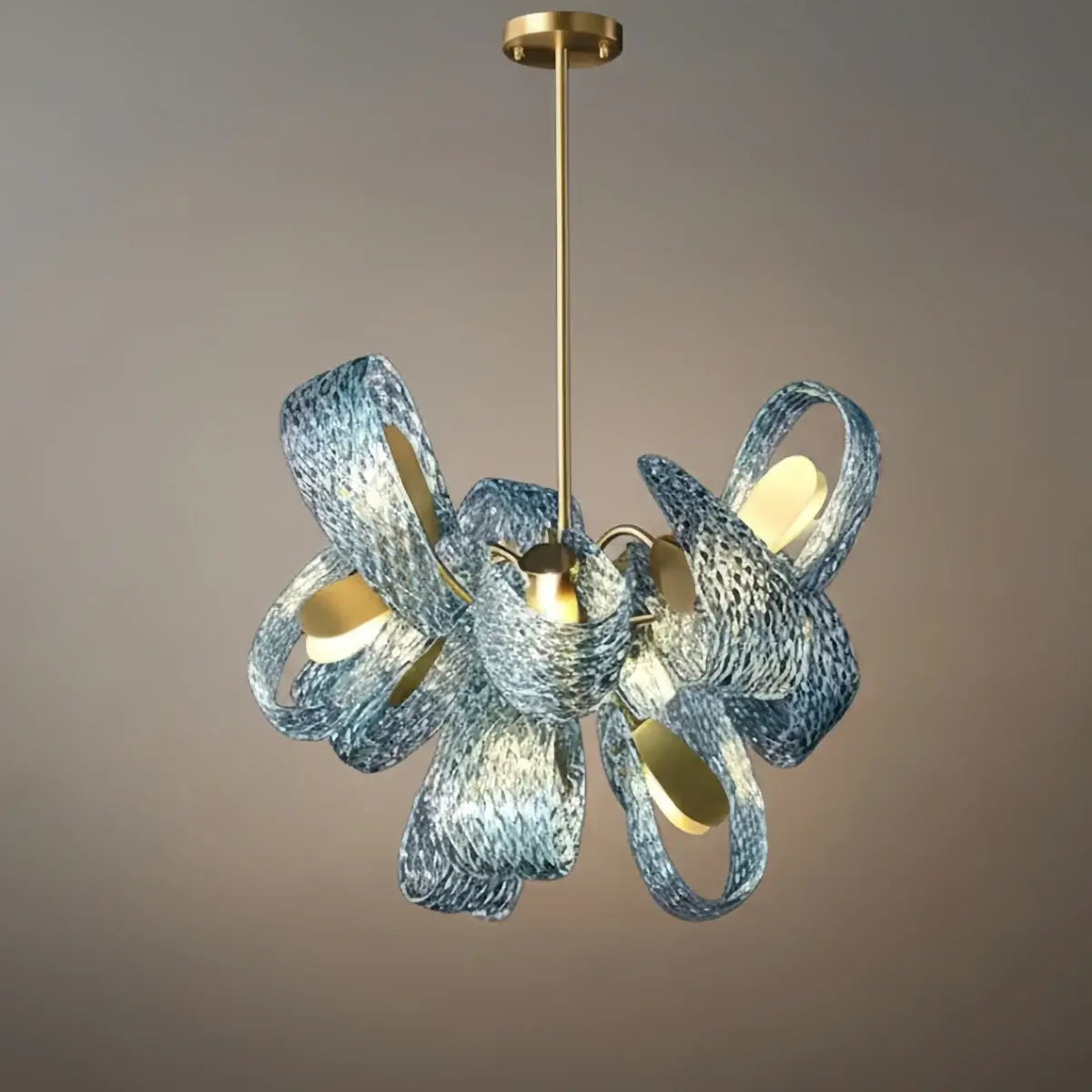 Pavone Blue Feather Glass Chandelier-Home & Garden > Lighting > Chandeliers-Laren Fete-B-19 lights-3 Color Change + Wall Switch Control-Laren Fete