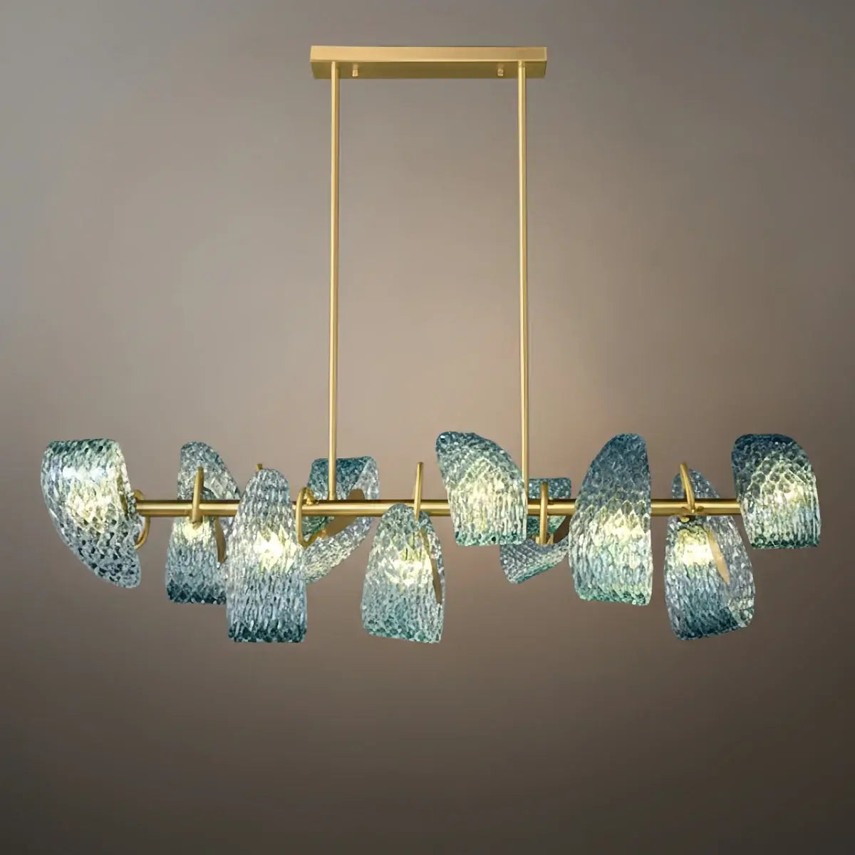 Pavone Blue Feather Glass Chandelier-Home & Garden > Lighting > Chandeliers-Laren Fete-C-10 lights-3 Color Change + Wall Switch Control-Laren Fete