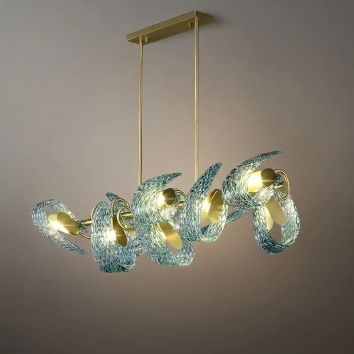 Pavone Blue Feather Glass Chandelier-Home & Garden > Lighting > Chandeliers-Laren Fete-C-8 lights-3 Color Change + Wall Switch Control-Laren Fete