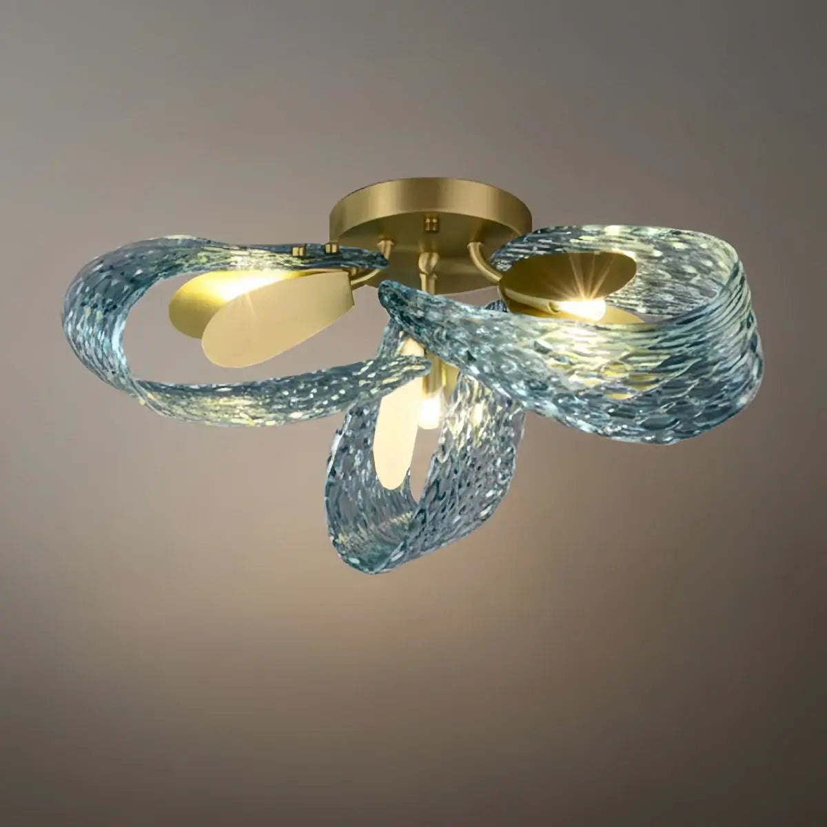 Pavone Blue Feather Glass Chandelier-Home & Garden > Lighting > Chandeliers-Laren Fete-D-3 lights-3 Color Change + Wall Switch Control-Laren Fete