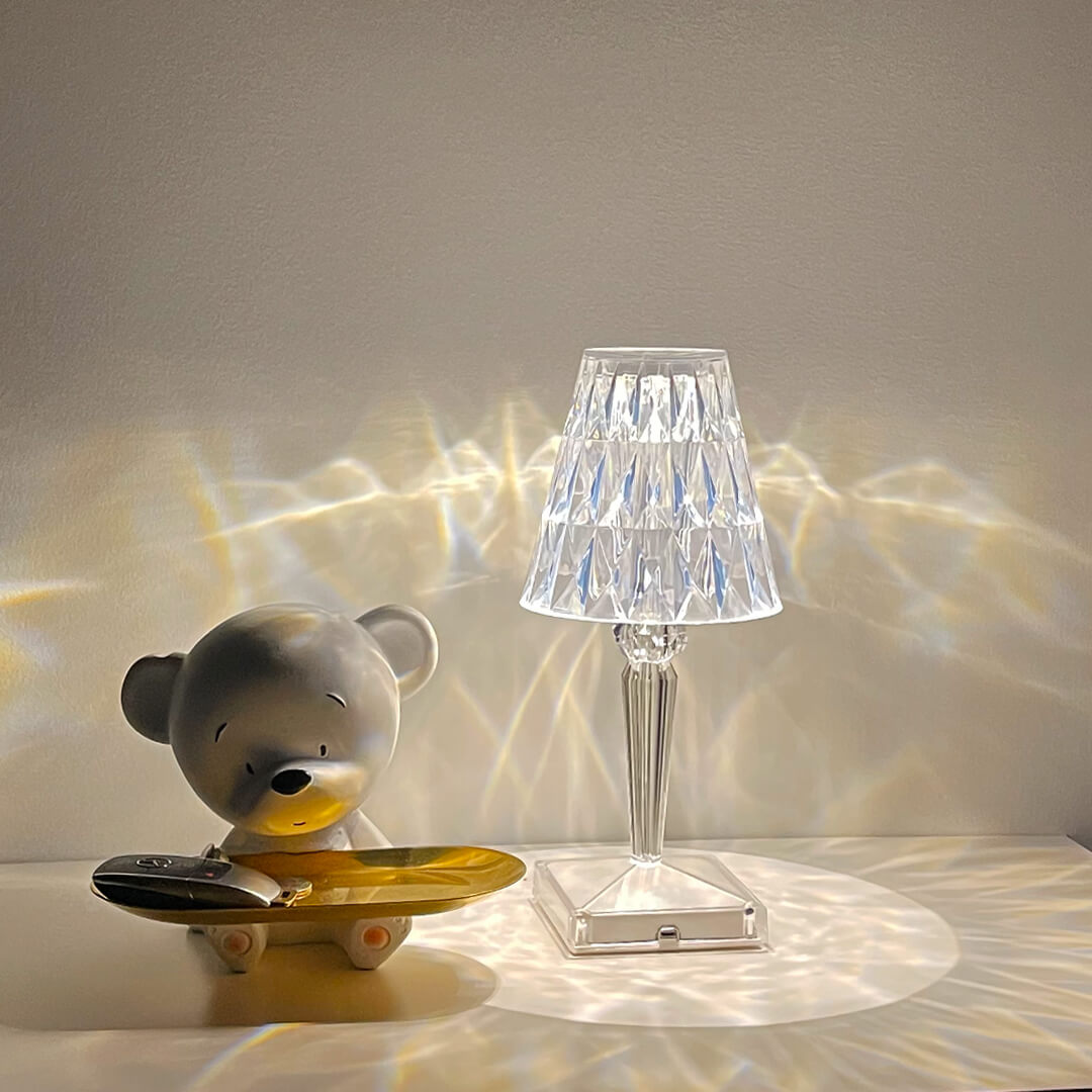 Refract Faceted Crystal Cordless Lamp-Home & Garden > Lighting > Table Lamps-Laren Fete-Transparent-Laren Fete