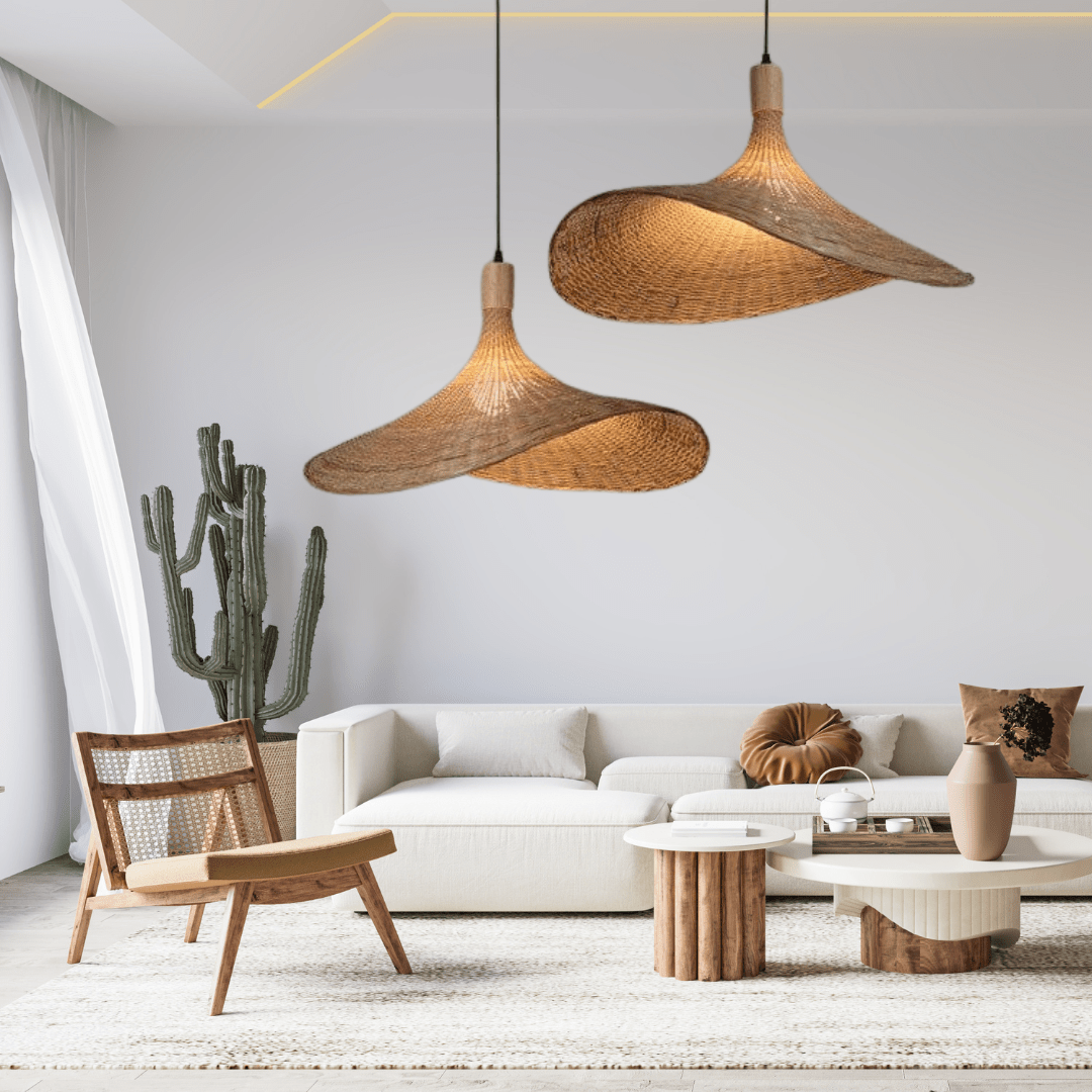 Rena Pendant Lighting | Hand-Knitted Bamboo, Cozy Glow 1