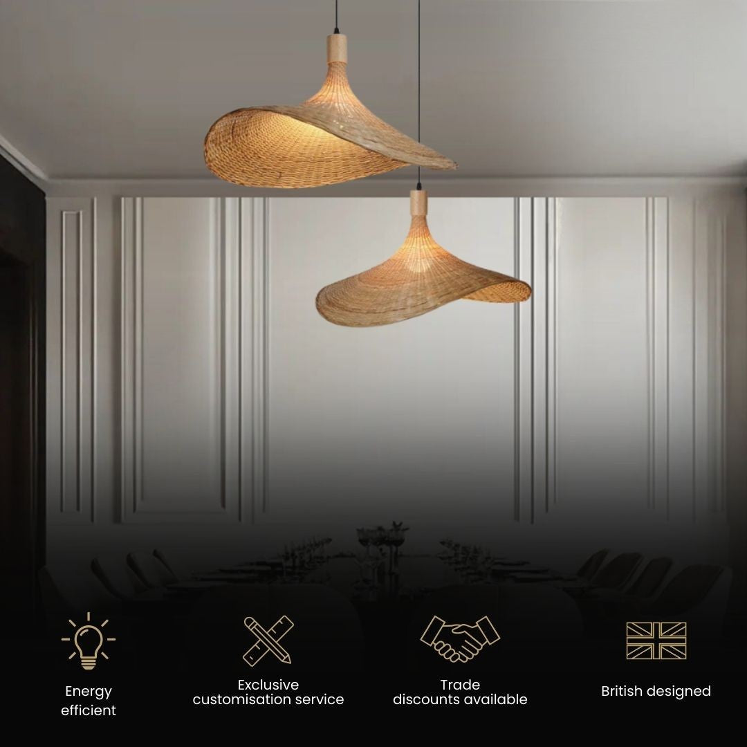 Rena Pendant Lighting | Hand-Knitted Bamboo, Cozy Glow 5