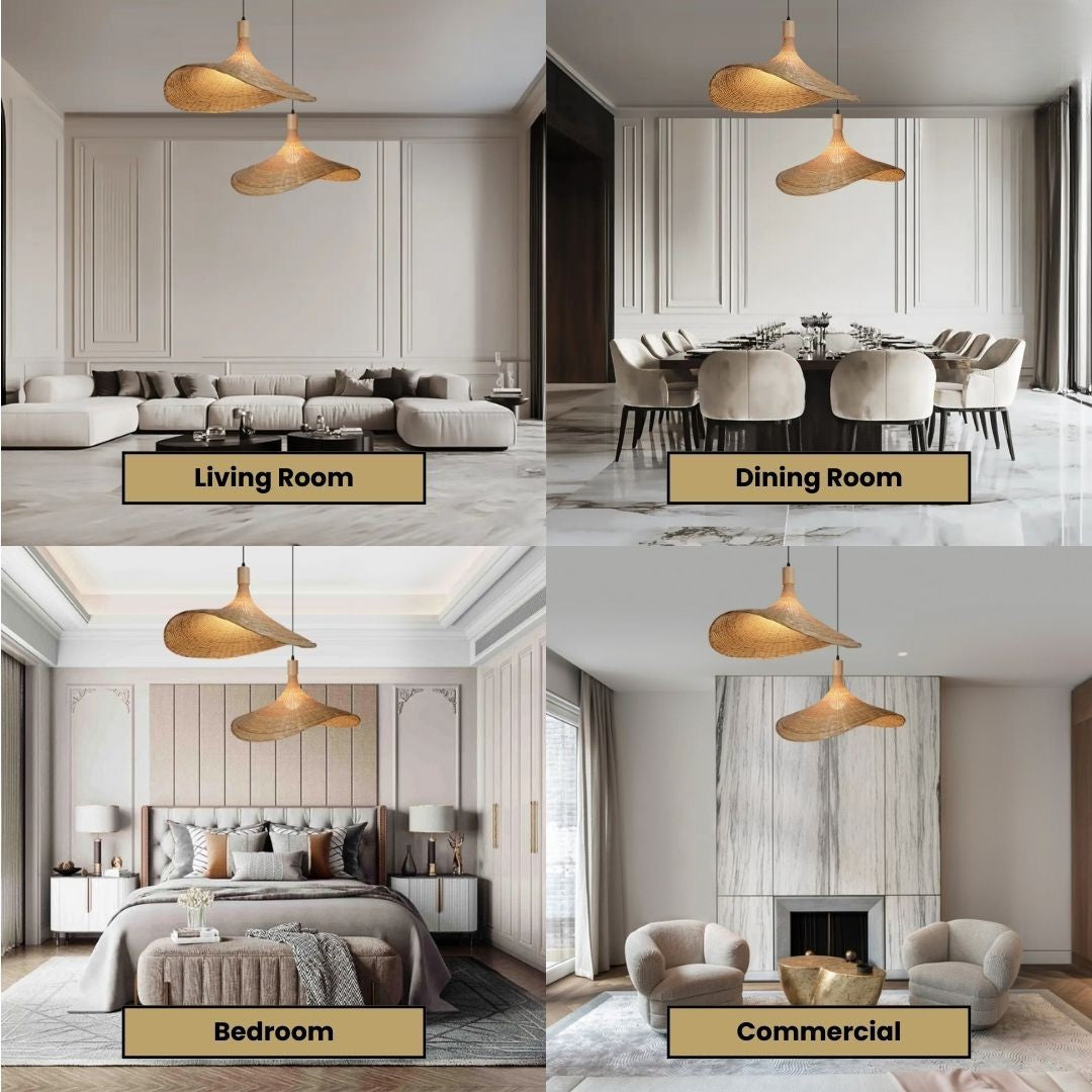 Rena Pendant Lighting | Hand-Knitted Bamboo, Cozy Glow 6