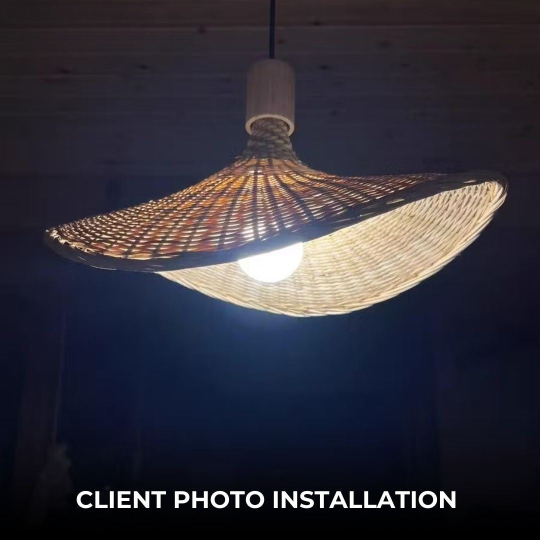 Rena Pendant Lighting | Hand-Knitted Bamboo, Cozy Glow 7