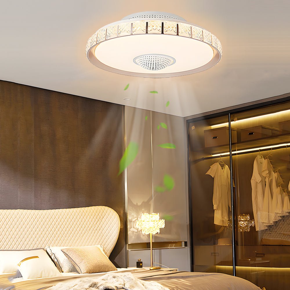 Revel Bladeless Drum Ceiling Fan with LED-Home & Garden > Lighting > Ceiling Fans-Laren Fete-White-Laren Fete