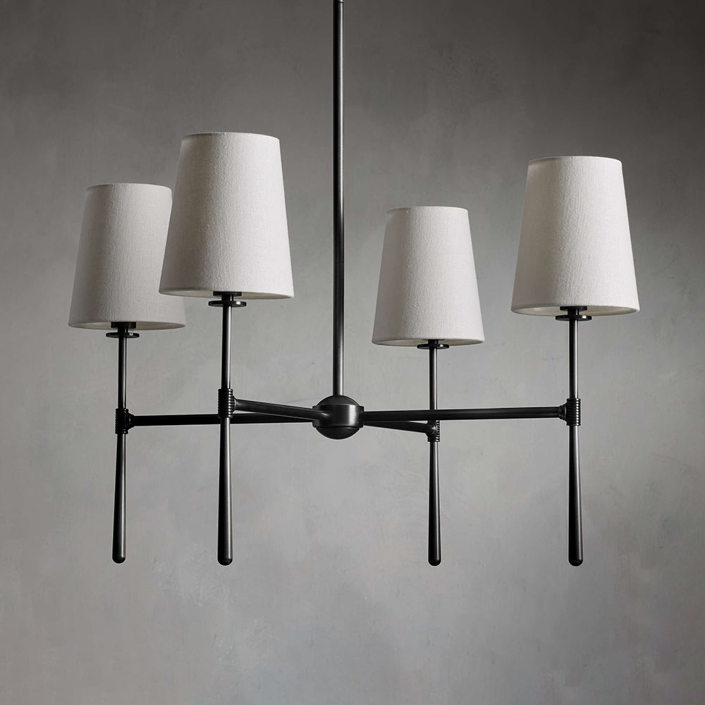 Rhodes Linen Torch Chandelier-Home & Garden > Lighting > Chandeliers-Laren Fete-4 heads D 71cm x H 44cm / ∅ 28″ x H 17.3″-Black-Laren Fete