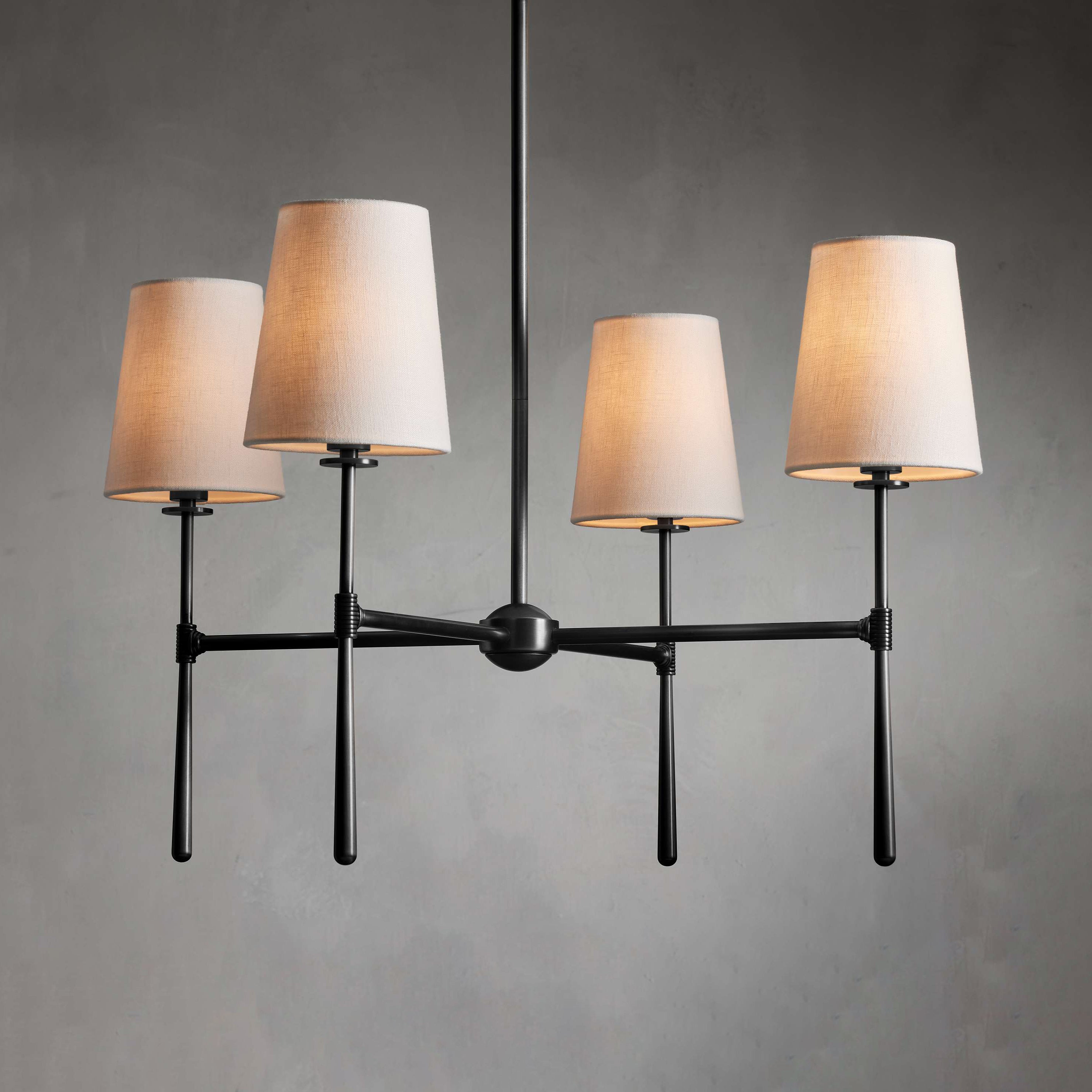 Rhodes Linen Torch Chandelier-Home & Garden > Lighting > Chandeliers-Laren Fete-4 heads D 71cm x H 44cm / ∅ 28″ x H 17.3″-Brass-Laren Fete