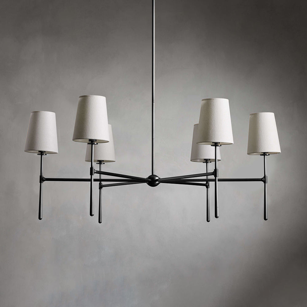 Rhodes Linen Torch Chandelier-Home & Garden > Lighting > Chandeliers-Laren Fete-4 heads D 71cm x H 44cm / ∅ 28″ x H 17.3″-Brass-Laren Fete