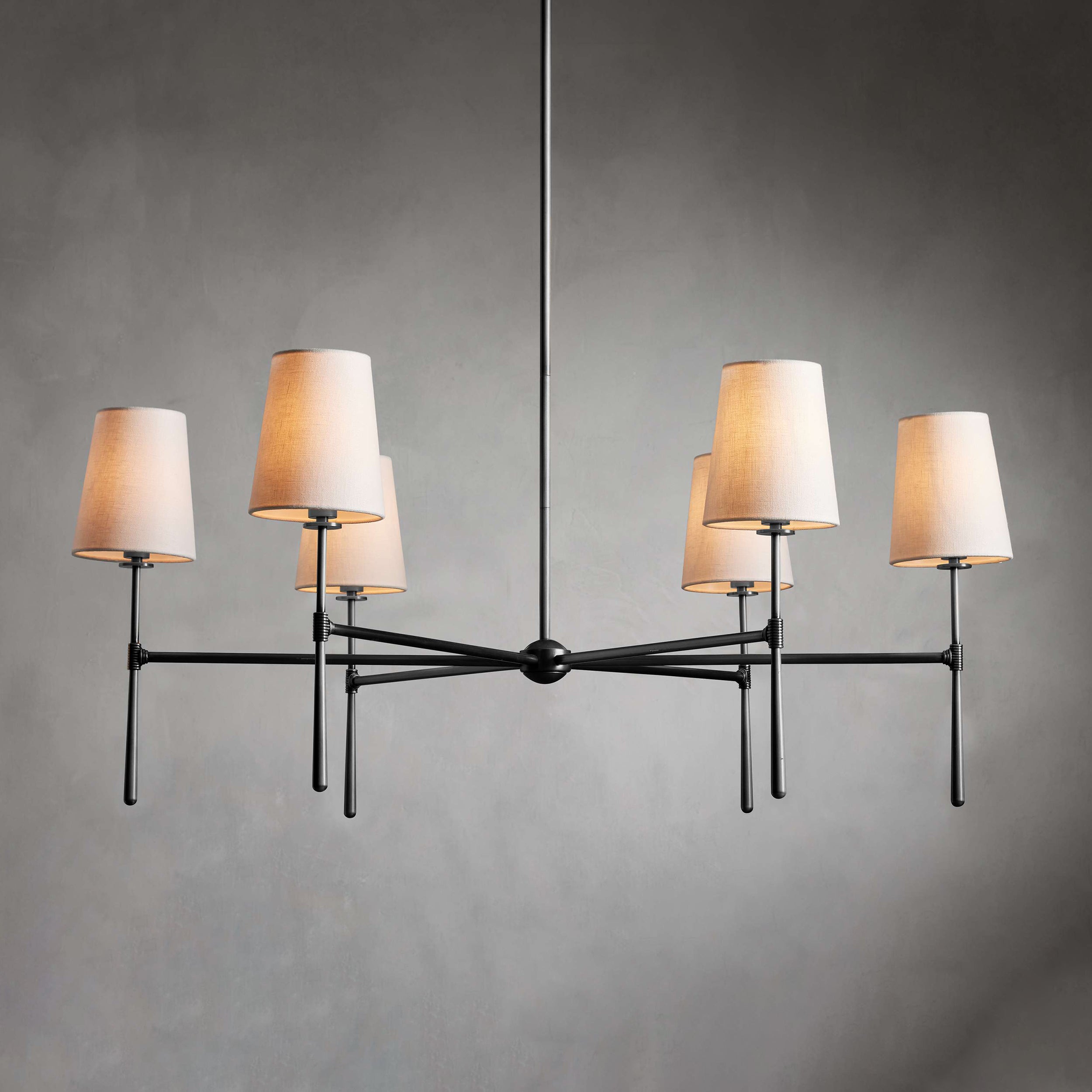 Rhodes Linen Torch Chandelier-Home & Garden > Lighting > Chandeliers-Laren Fete-4 heads D 71cm x H 44cm / ∅ 28″ x H 17.3″-Brass-Laren Fete