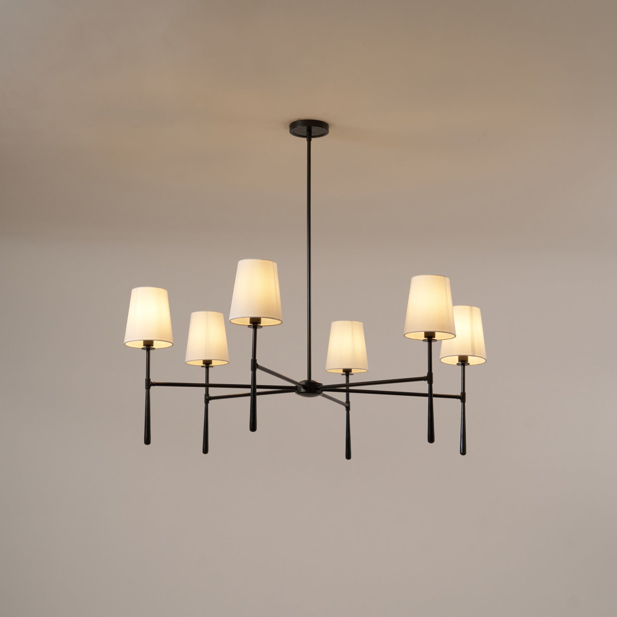 Rhodes Linen Torch Chandelier-Home & Garden > Lighting > Chandeliers-Laren Fete-4 heads D 71cm x H 44cm / ∅ 28″ x H 17.3″-Brass-Laren Fete