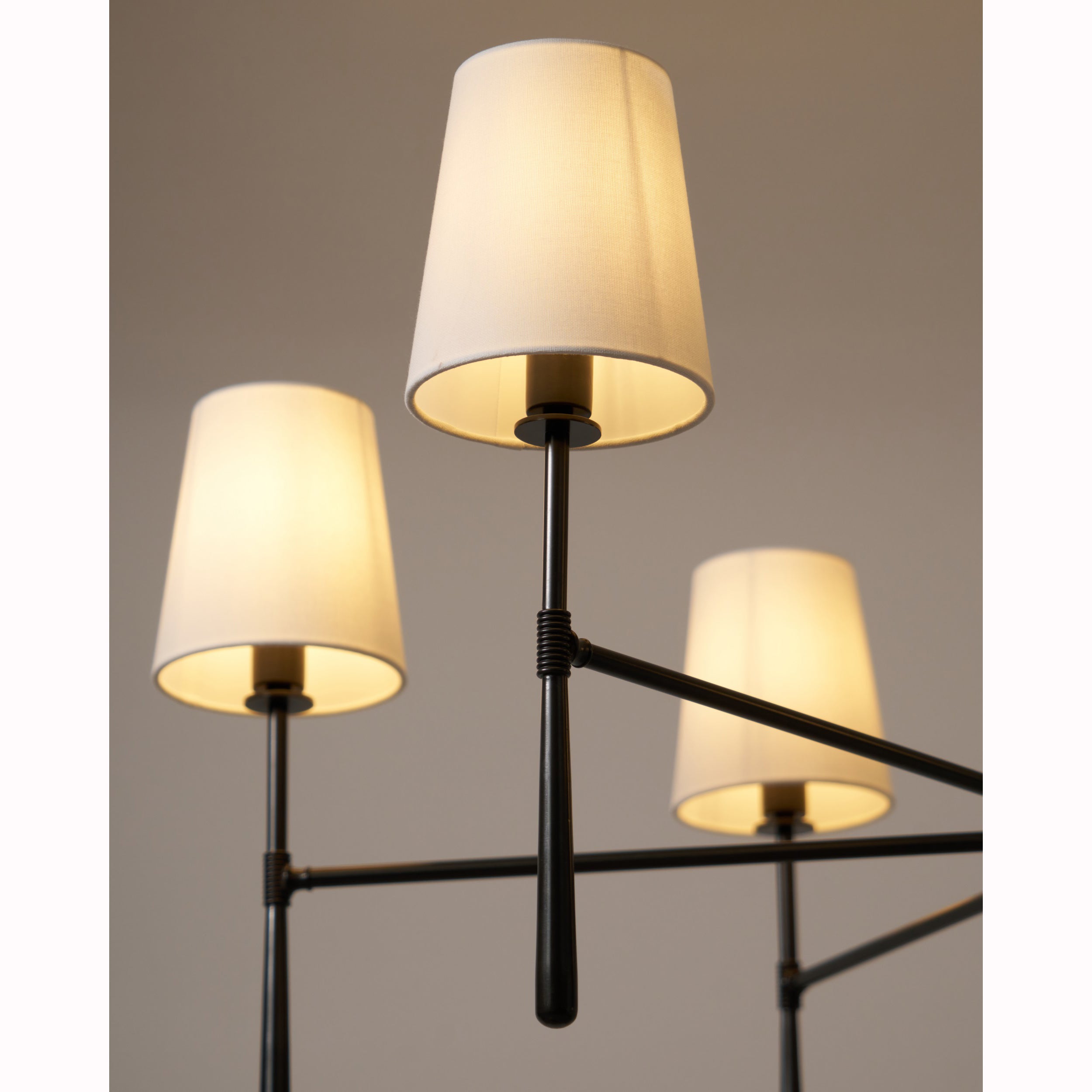 Rhodes Linen Torch Chandelier-Home & Garden > Lighting > Chandeliers-Laren Fete-4 heads D 71cm x H 44cm / ∅ 28″ x H 17.3″-Brass-Laren Fete