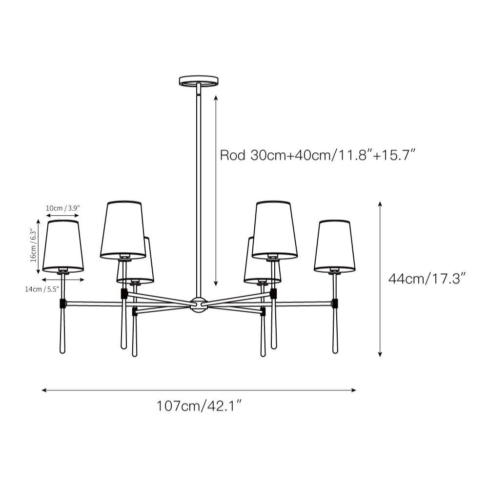 Rhodes Linen Torch Chandelier-Home & Garden > Lighting > Chandeliers-Laren Fete-4 heads D 71cm x H 44cm / ∅ 28″ x H 17.3″-Brass-Laren Fete