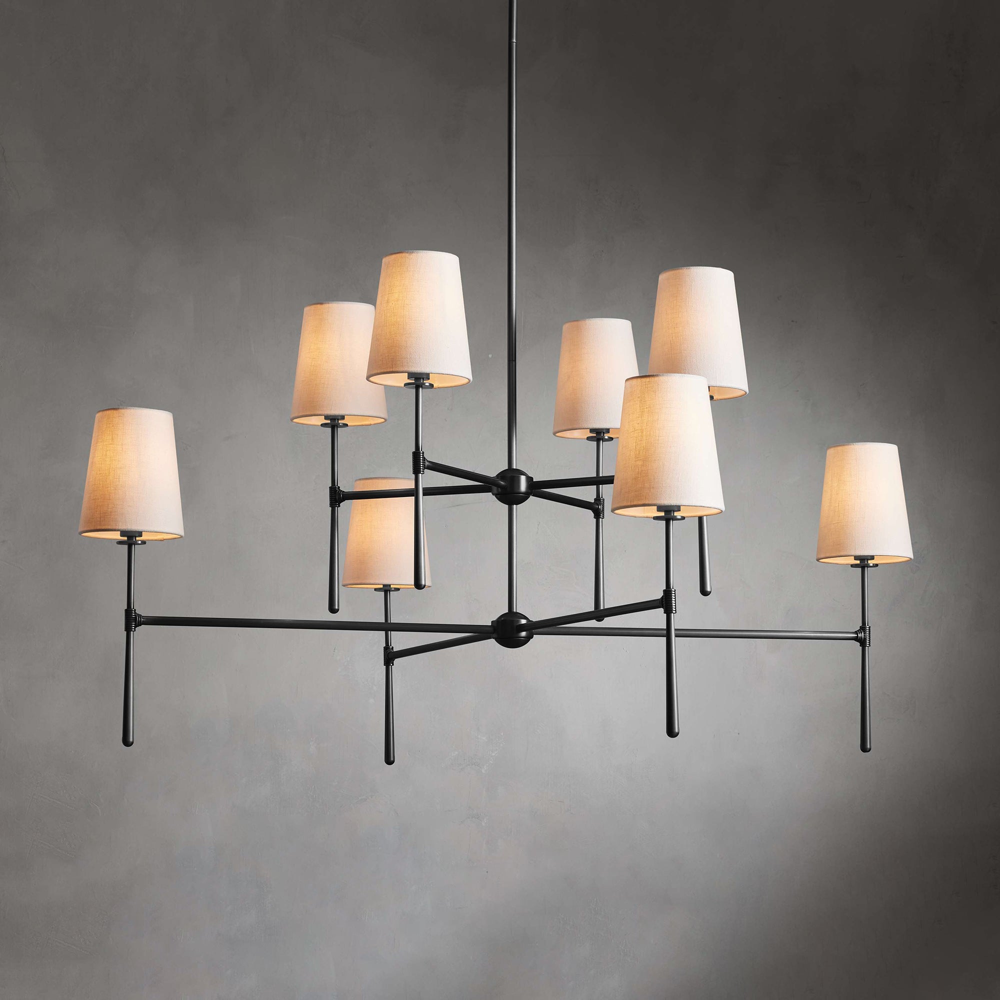 Rhodes Linen Torch Chandelier-Home & Garden > Lighting > Chandeliers-Laren Fete-4 heads D 71cm x H 44cm / ∅ 28″ x H 17.3″-Brass-Laren Fete