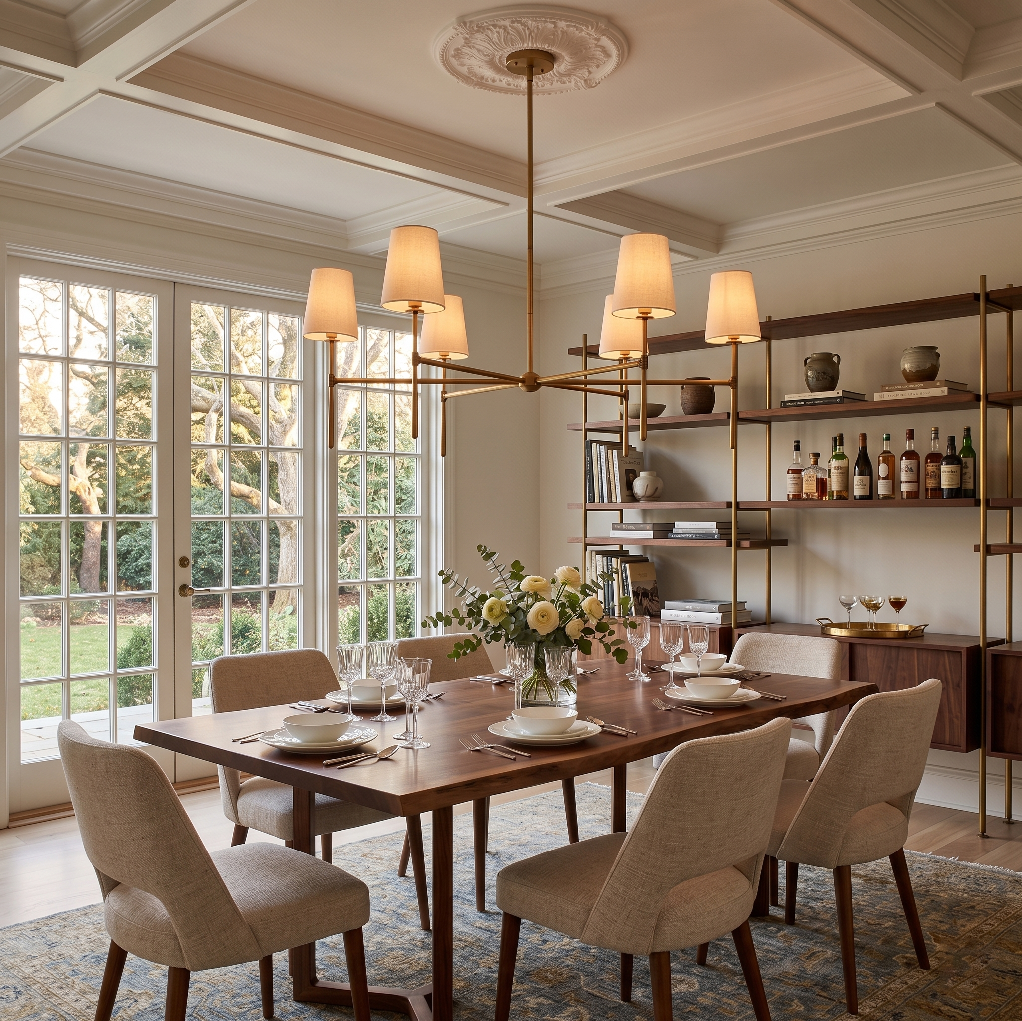 Rhodes Linen Torch Chandelier-Home & Garden > Lighting > Chandeliers-Laren Fete-4 heads D 71cm x H 44cm / ∅ 28″ x H 17.3″-Brass-Laren Fete