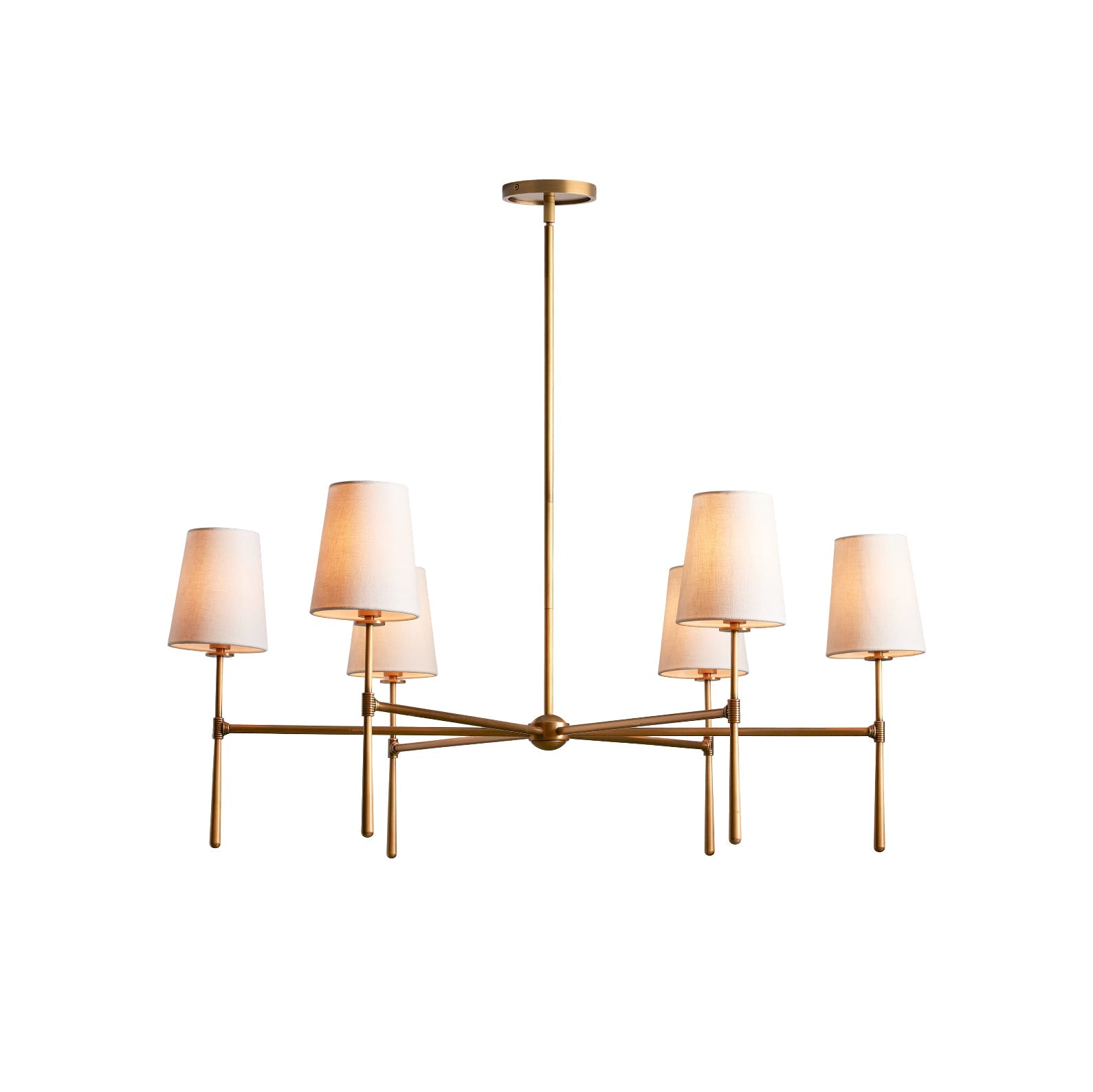 Rhodes Linen Torch Chandelier-Home & Garden > Lighting > Chandeliers-Laren Fete-4 heads D 71cm x H 44cm / ∅ 28″ x H 17.3″-Brass-Laren Fete