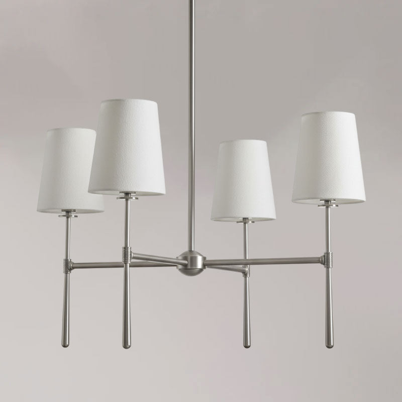 Rhodes Linen Torch Chandelier-Home & Garden > Lighting > Chandeliers-Laren Fete-4 heads D 71cm x H 44cm / ∅ 28″ x H 17.3″-Nickle color-Laren Fete