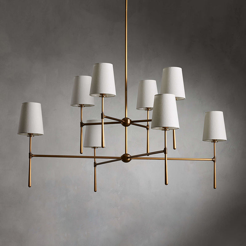 Rhodes Linen Torch Chandelier-Home & Garden > Lighting > Chandeliers-Laren Fete-4+4 heads D 122cm x H 64cm / ∅ 48″ x H 25.2″-Brass-Laren Fete